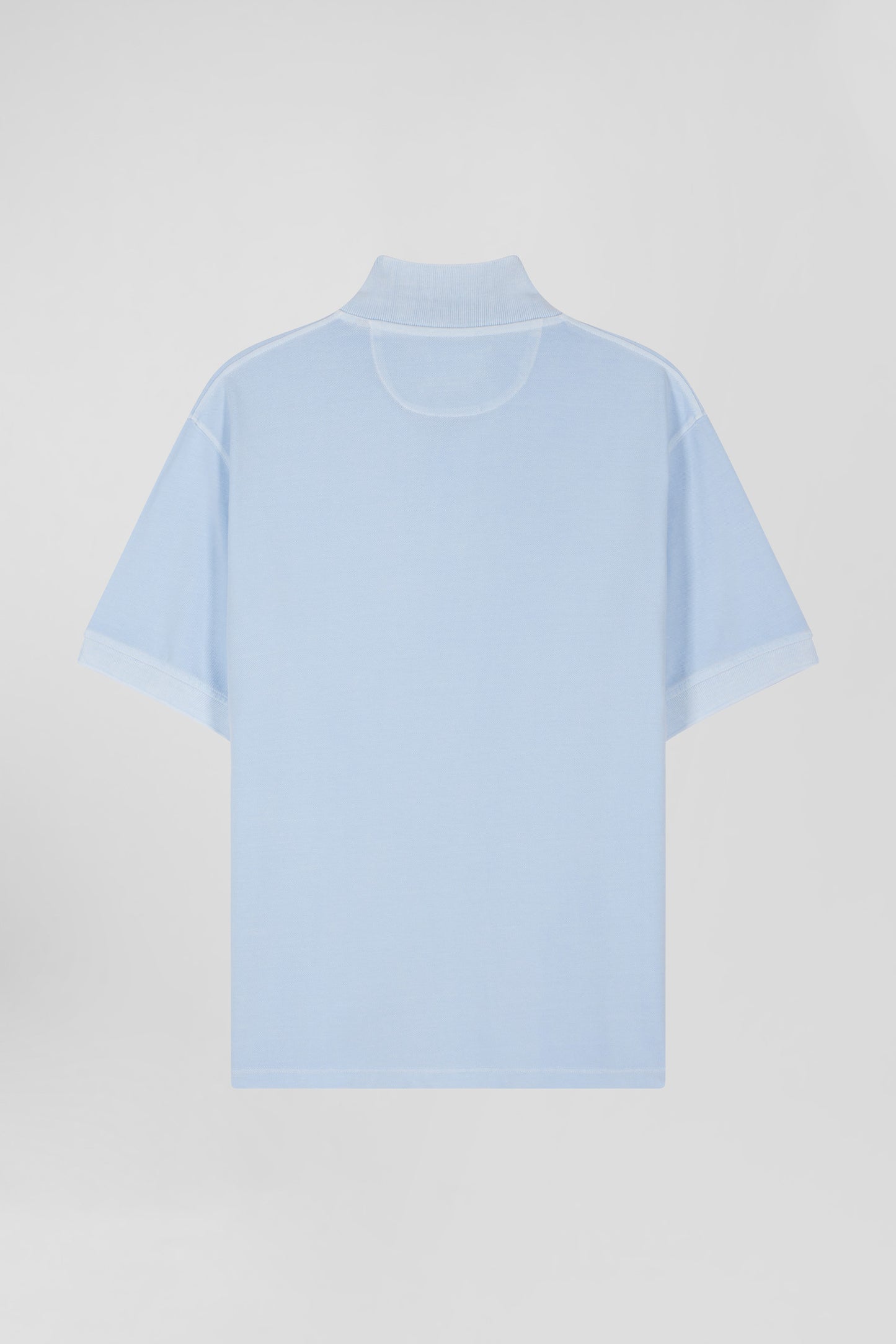 Oversized sky blue unisex short-sleeved cotton piqué polo shirt