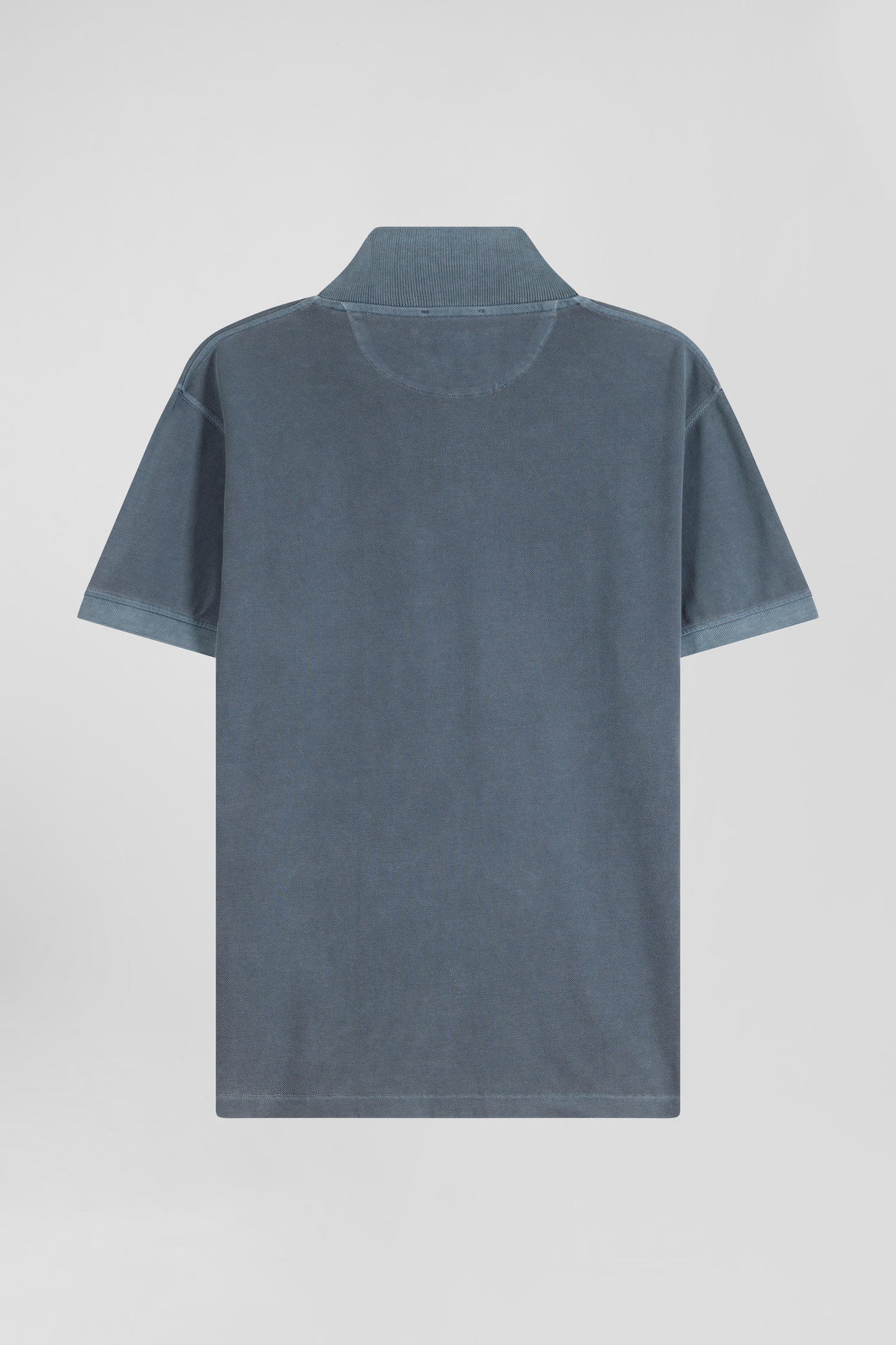 Oversized grey unisex short-sleeved cotton piqué polo shirt