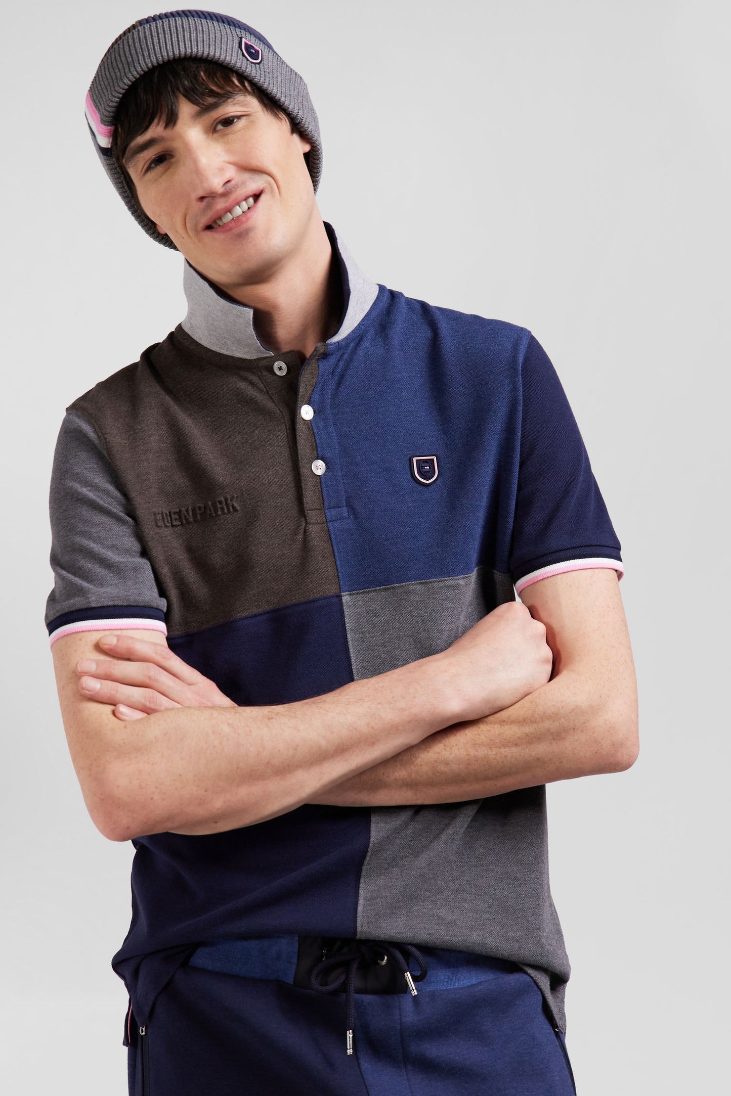 Regular navy Barbarian short-sleeved cotton piqué polo shirt