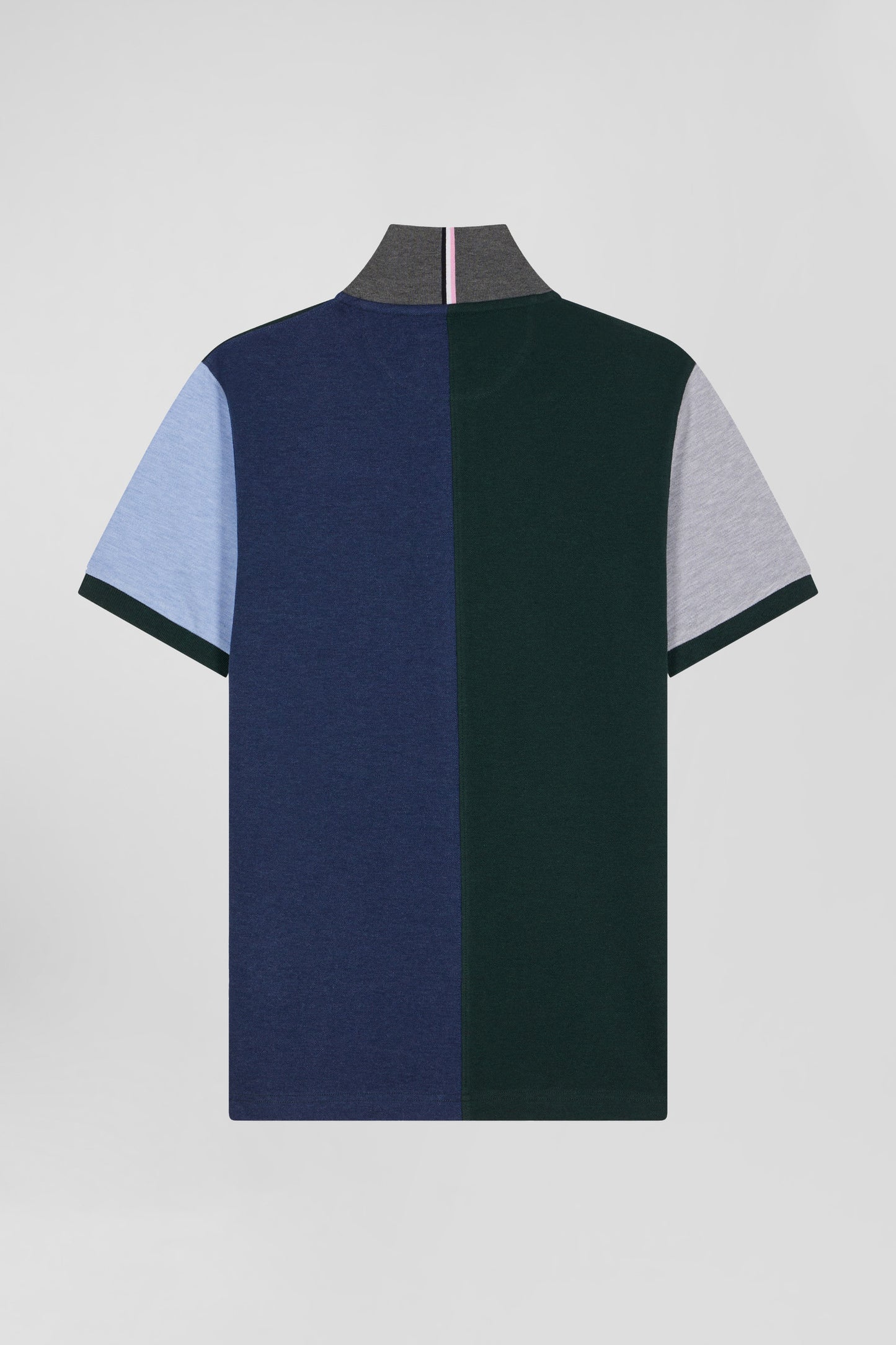 Regular green colorblock short-sleeved cotton piqué polo shirt
