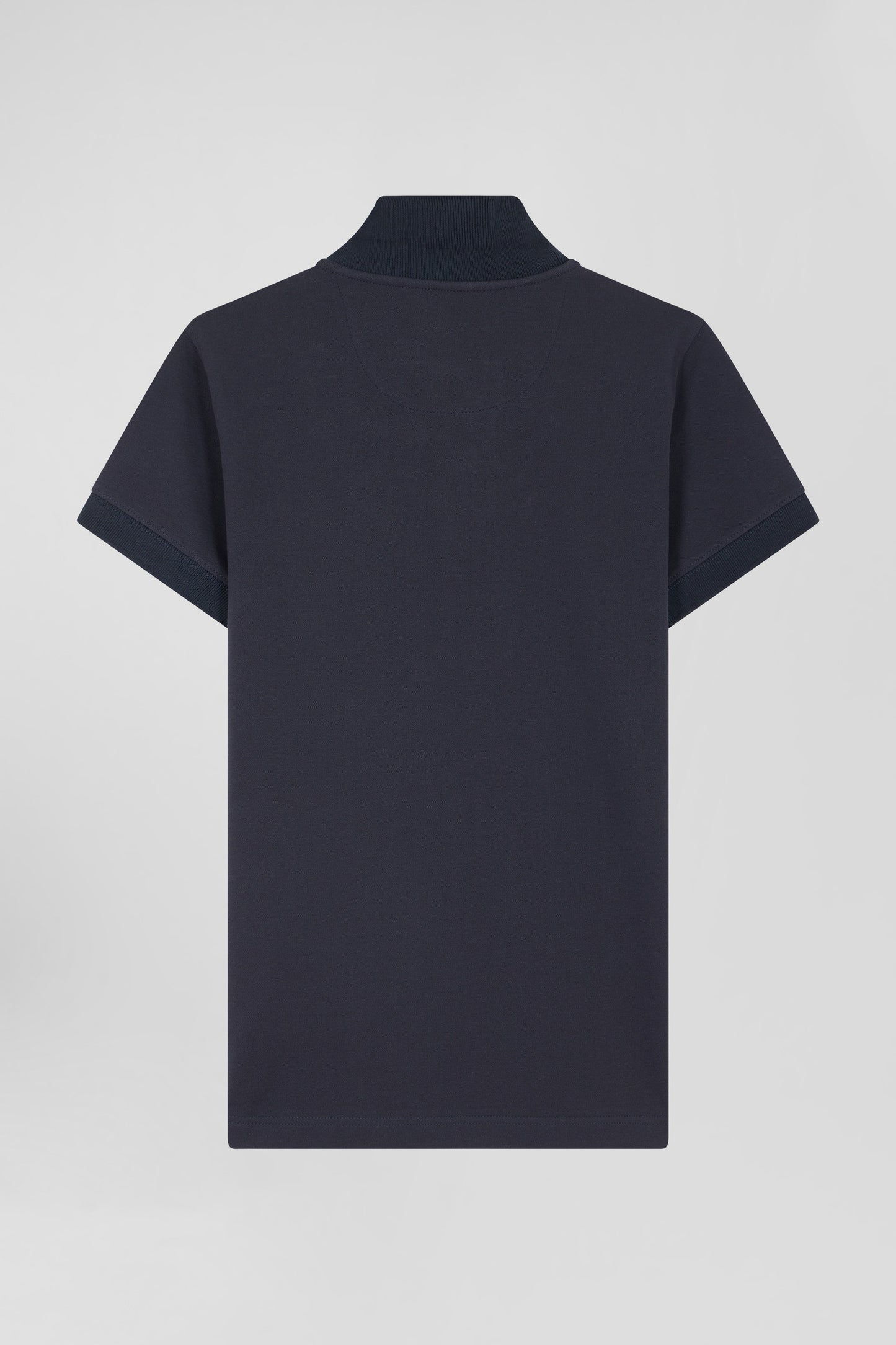 Polo manches courtes uni en coton stretch bleu marine coupe Slim