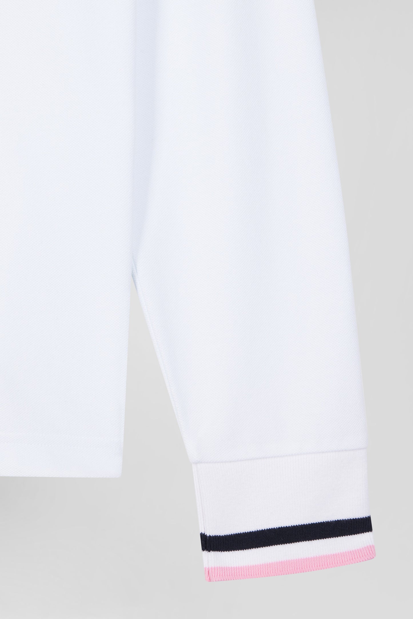 Regular white long-sleeved cotton piqué polo shirt with XV de France embroidery