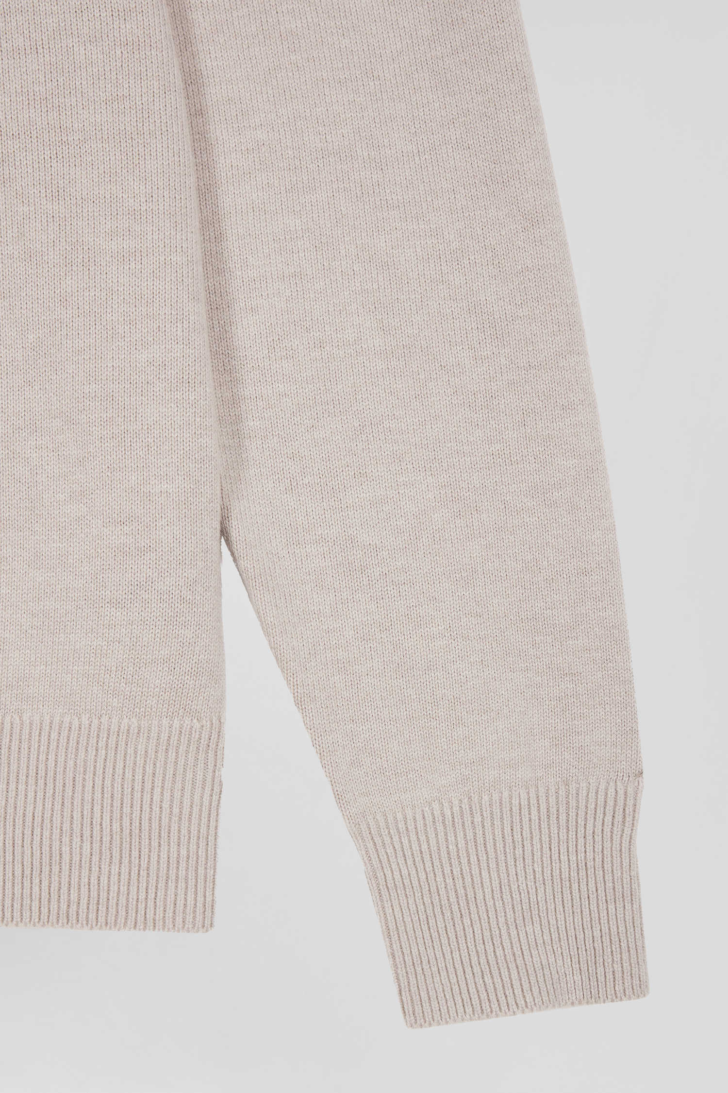 Regular beige wool and cotton crew neck jumper