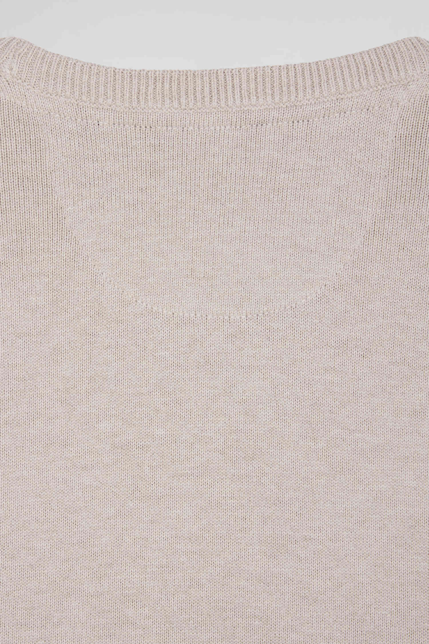 Regular beige wool and cotton crew neck jumper