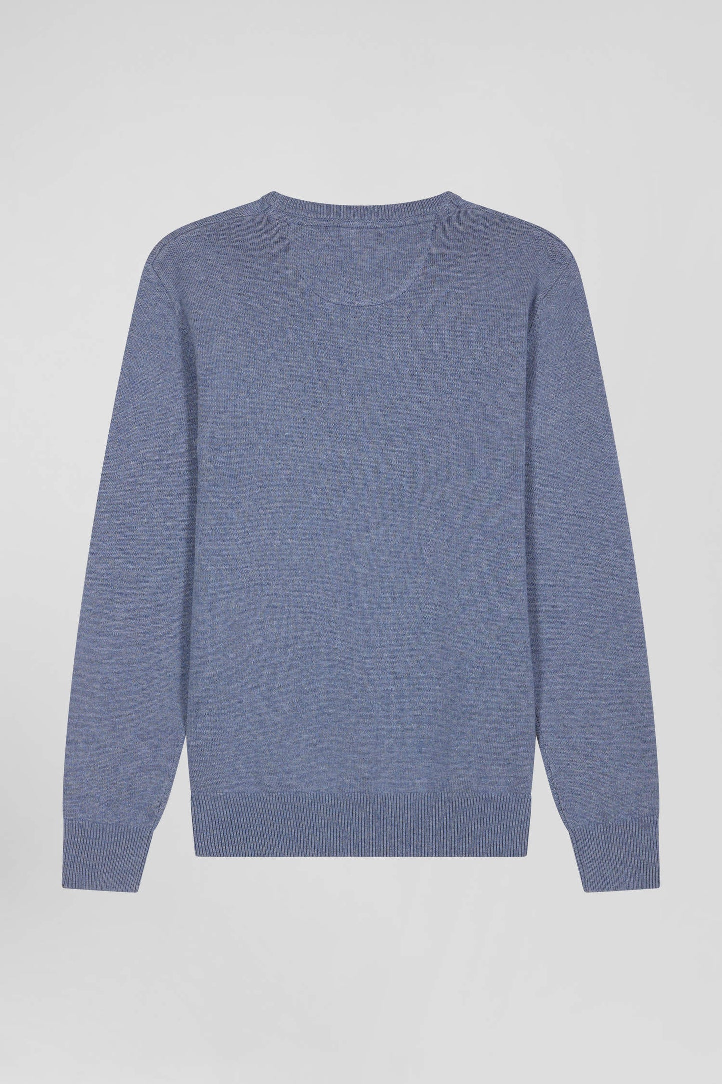 Regular light blue wool and cotton crew neck jumper