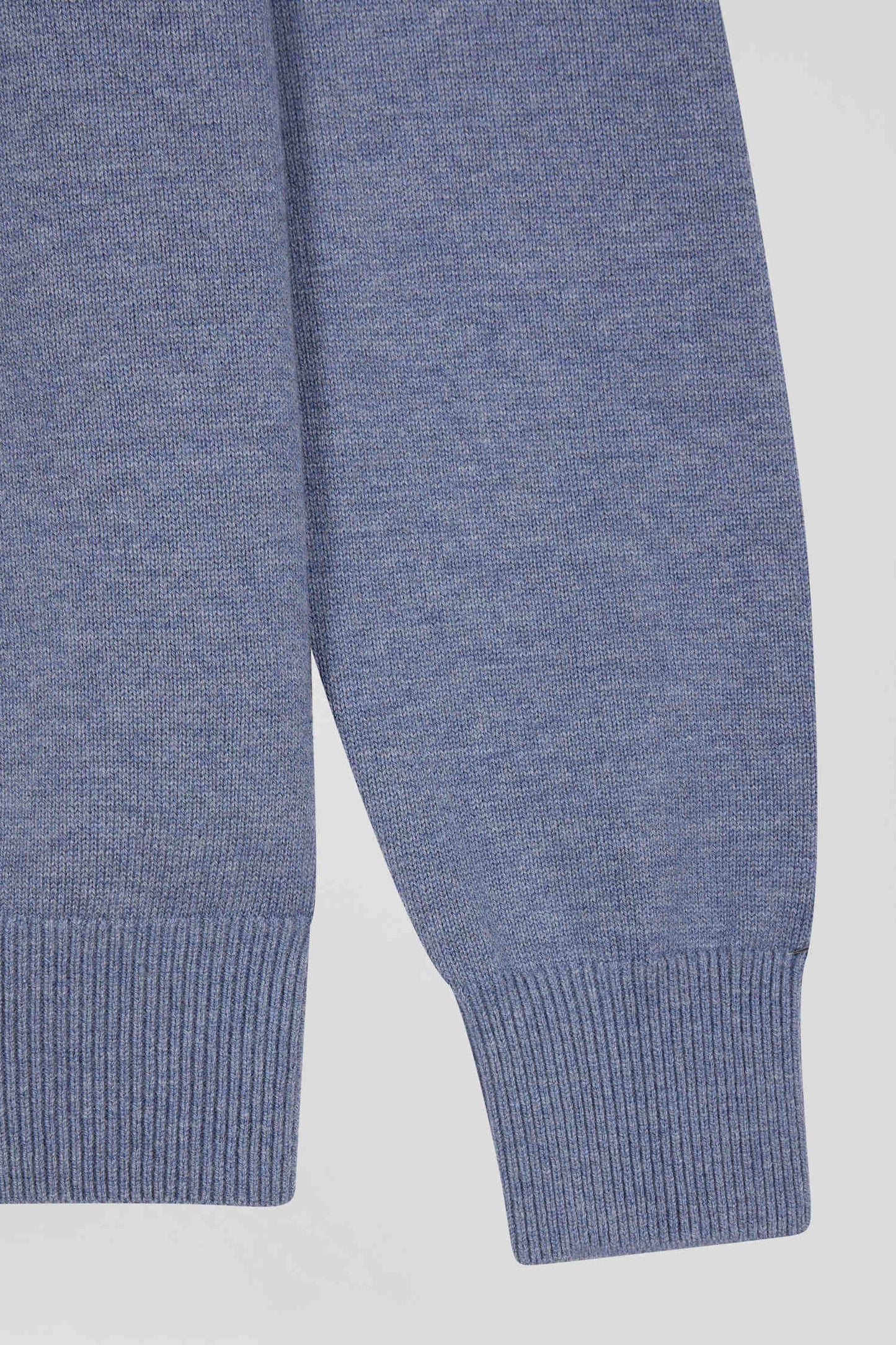 Regular light blue wool and cotton crew neck jumper