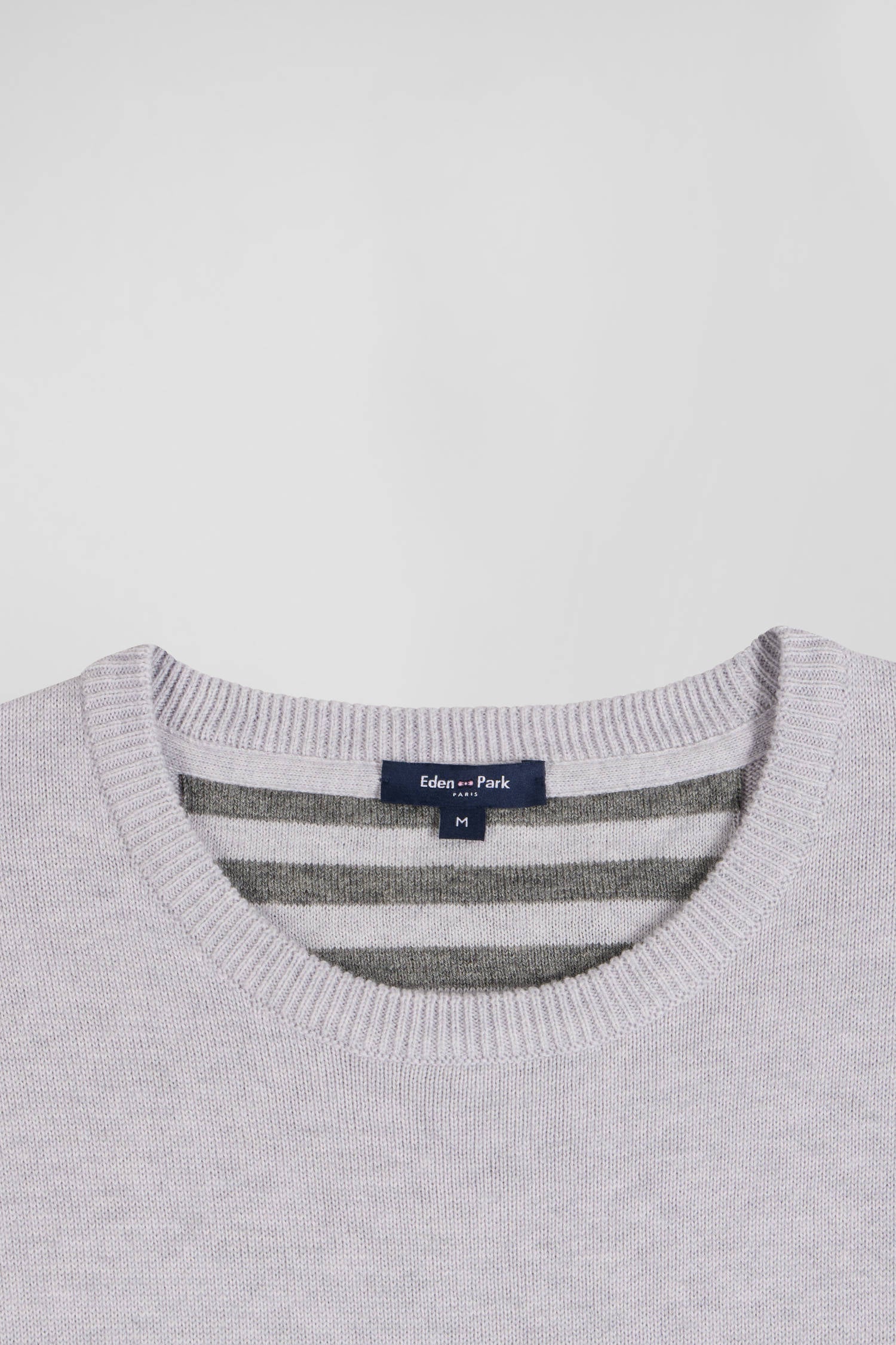 Regular grey wool and cotton crew neck jumper