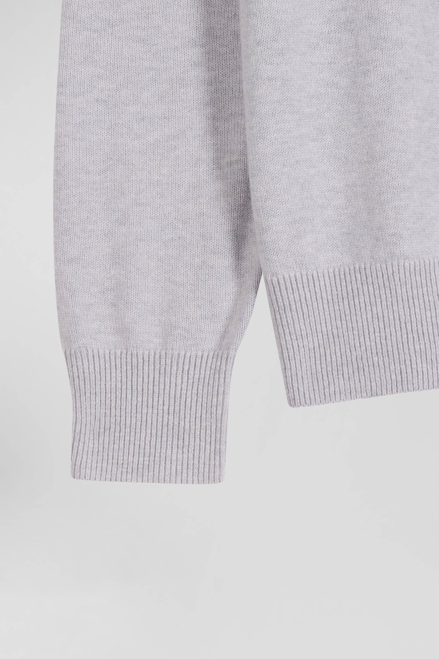 Regular grey wool and cotton crew neck jumper