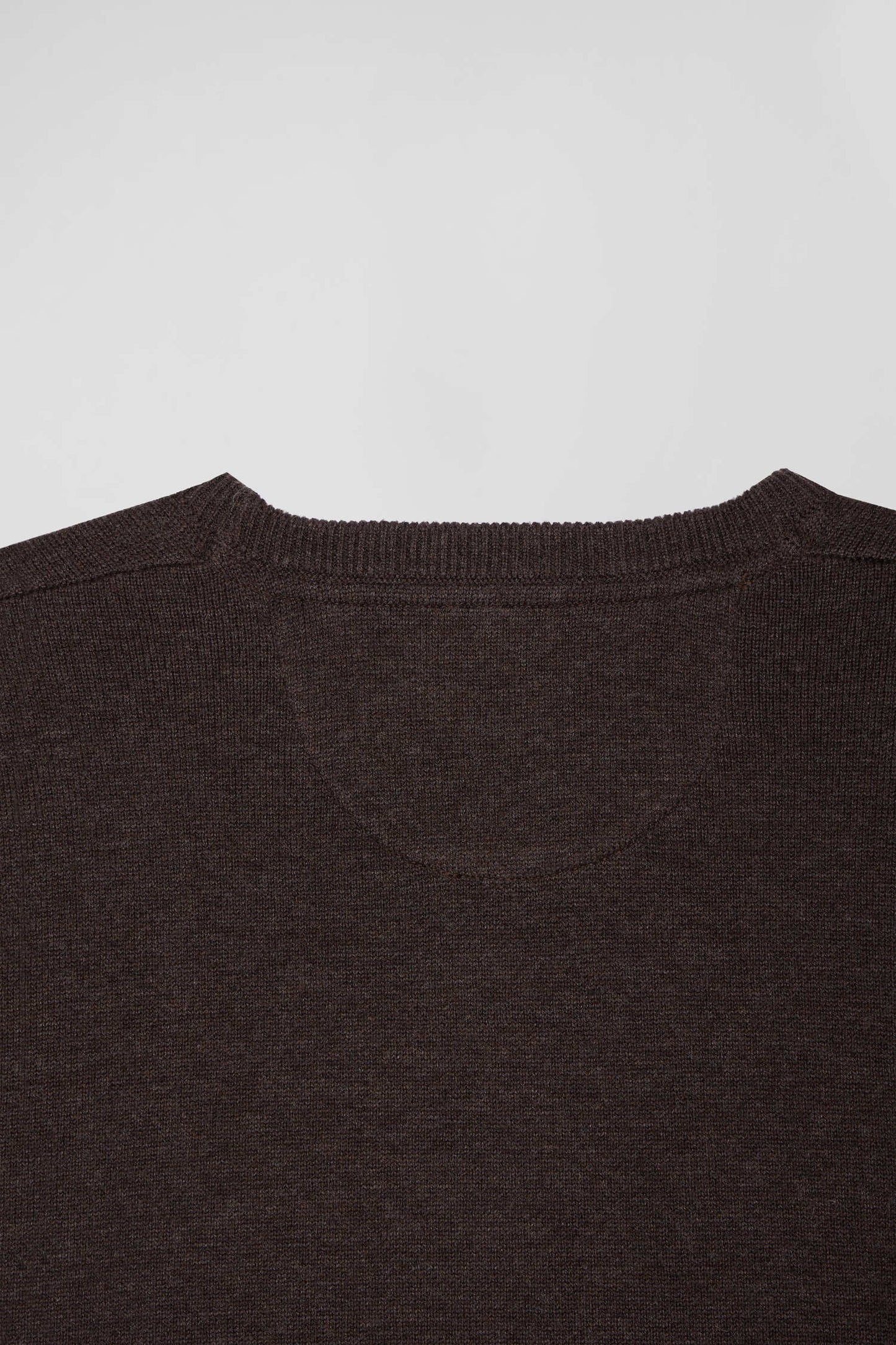 Regular dark brown wool and cotton crew neck jumper