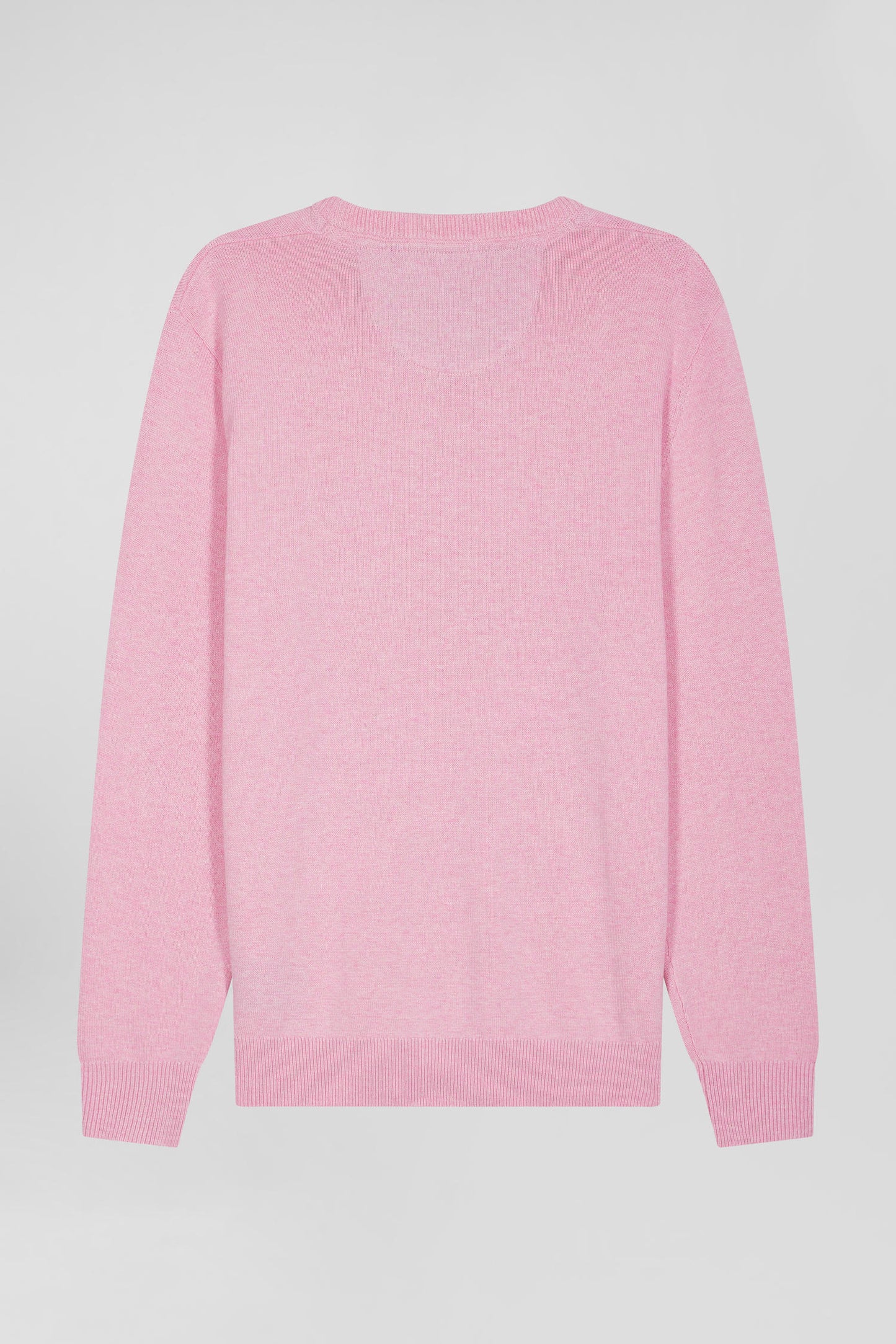 Regular pink wool and cotton crew neck jumper