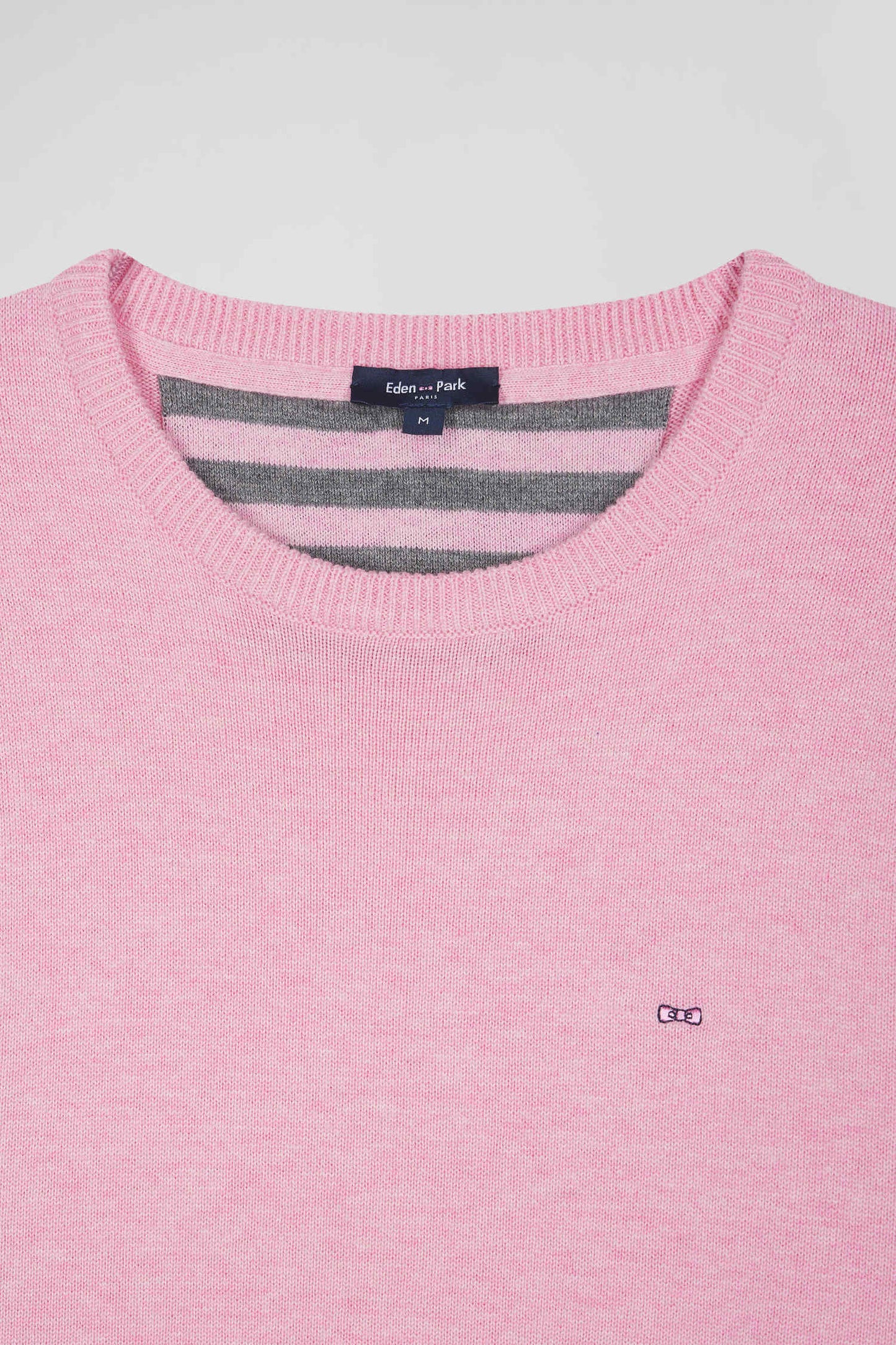 Regular pink wool and cotton crew neck jumper