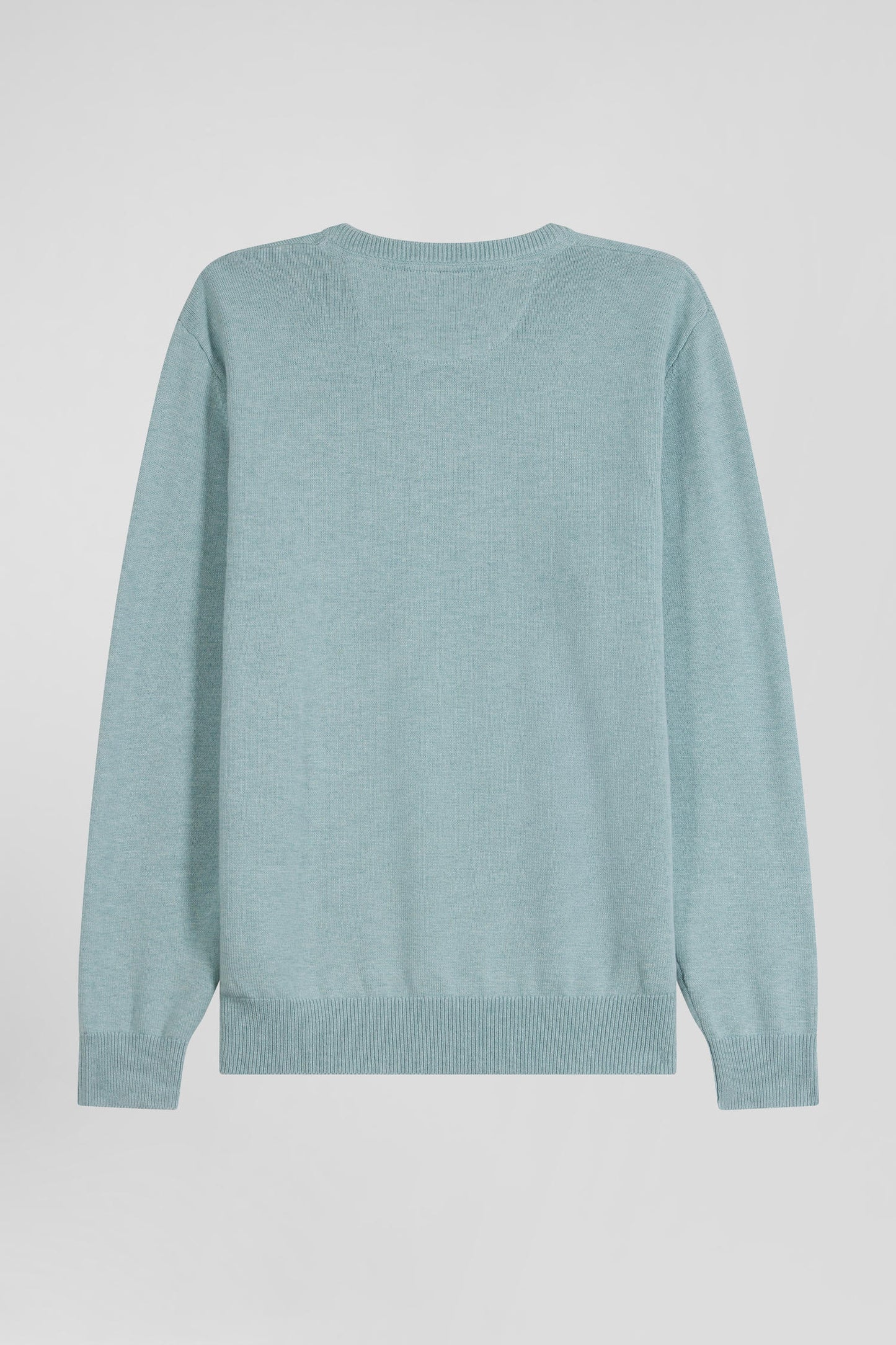 Regular green wool and cotton crew neck jumper