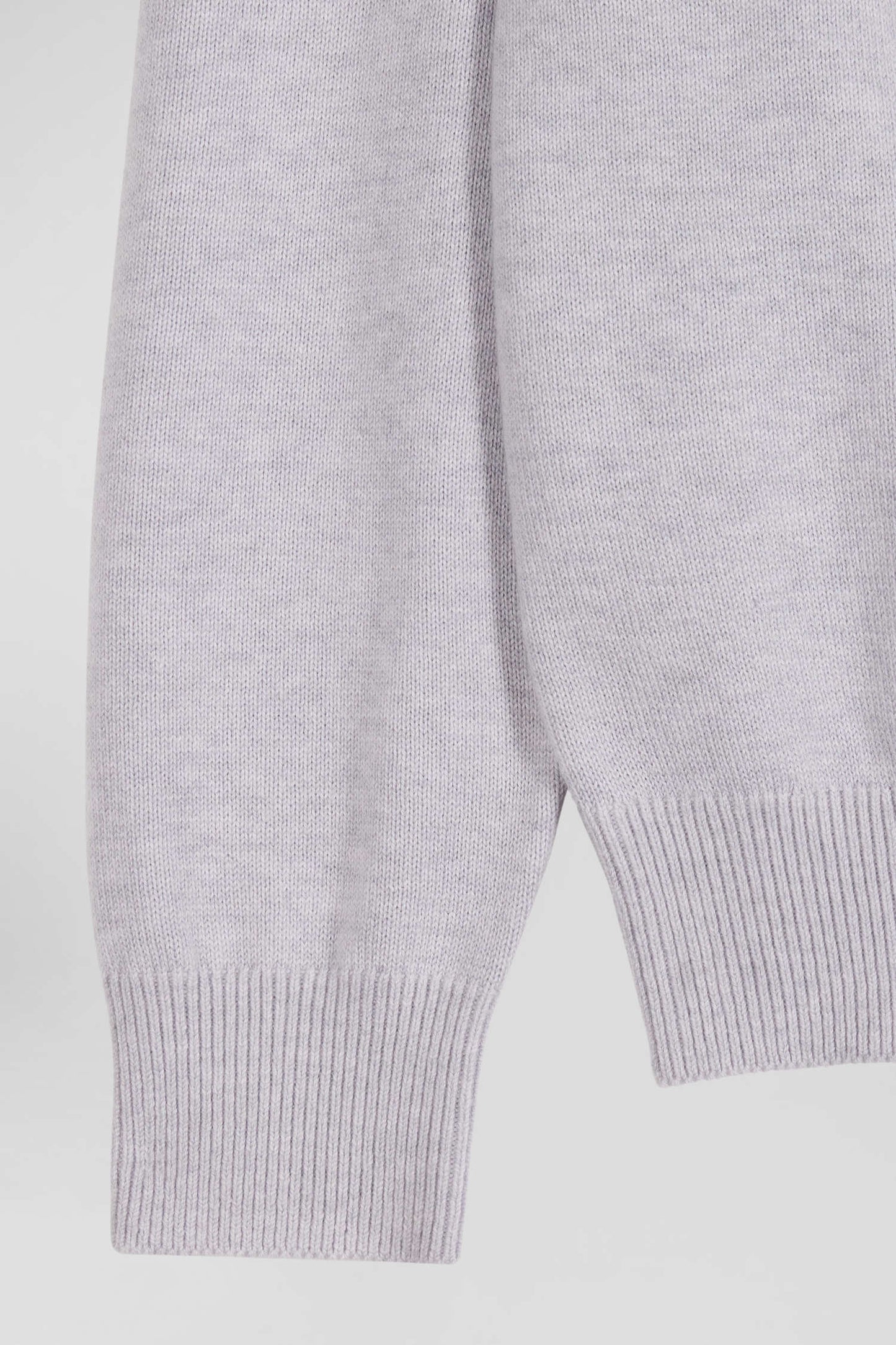 Regular grey semi-zipped wool and cotton jumper