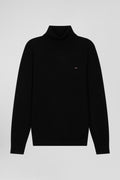 Regular anthracite grey wool and cotton turtleneck jumper