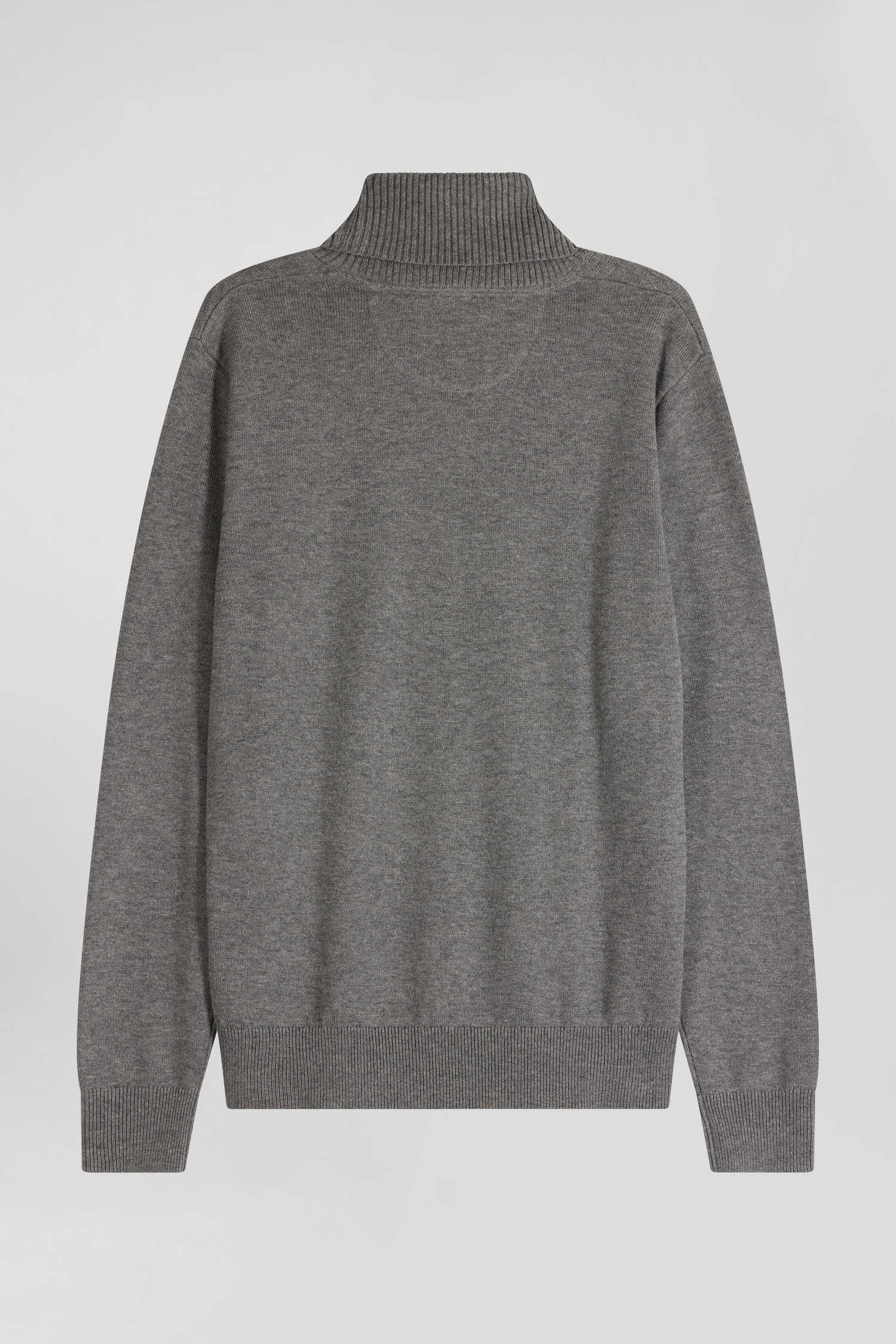 Regular grey wool and cotton turtleneck jumper