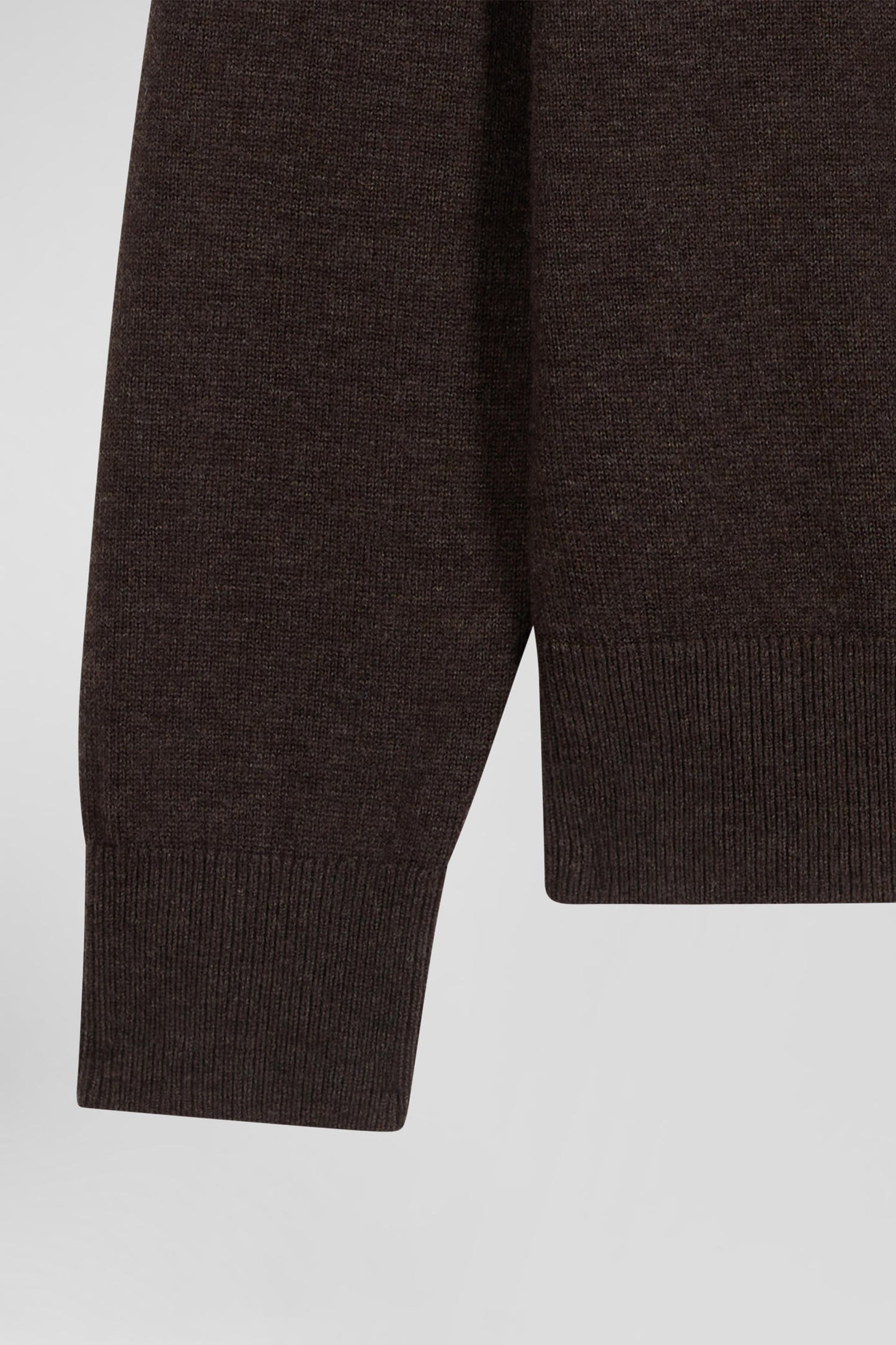 Regular brown wool and cotton turtleneck jumper