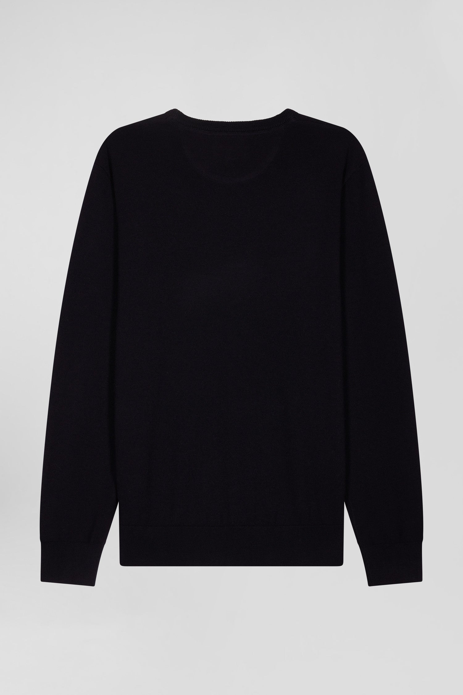 Regular navy blue merino wool V-neck jumper