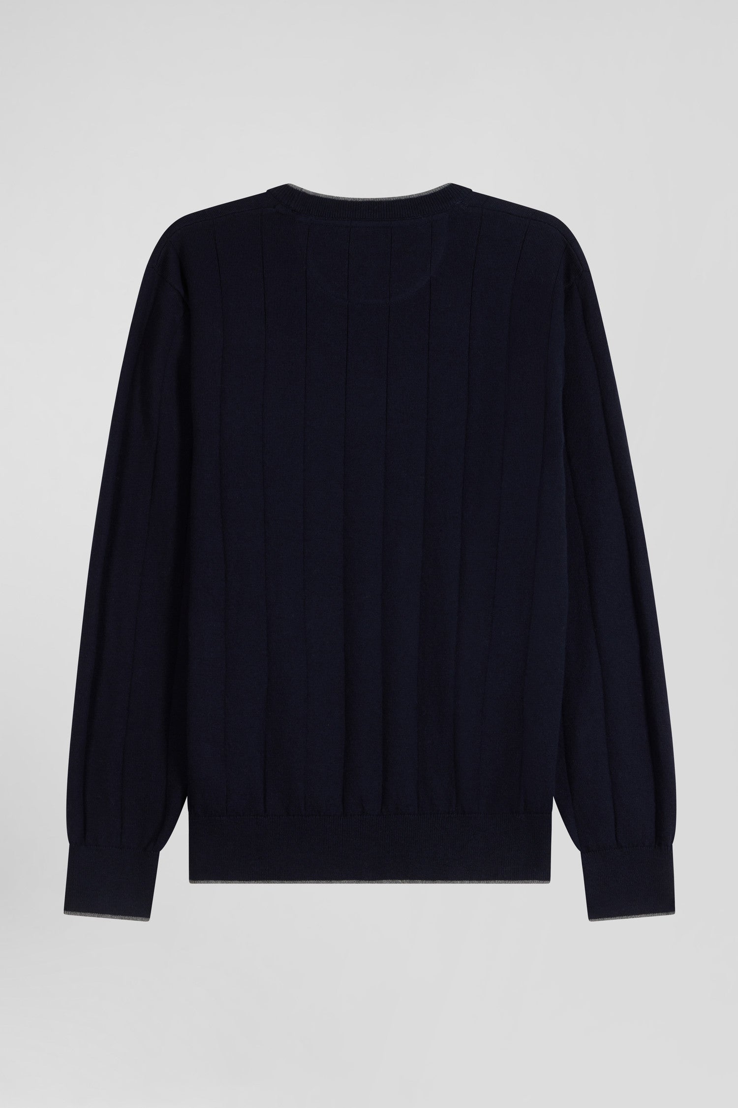 Regular navy blue cotton and cashmere crew neck jumper