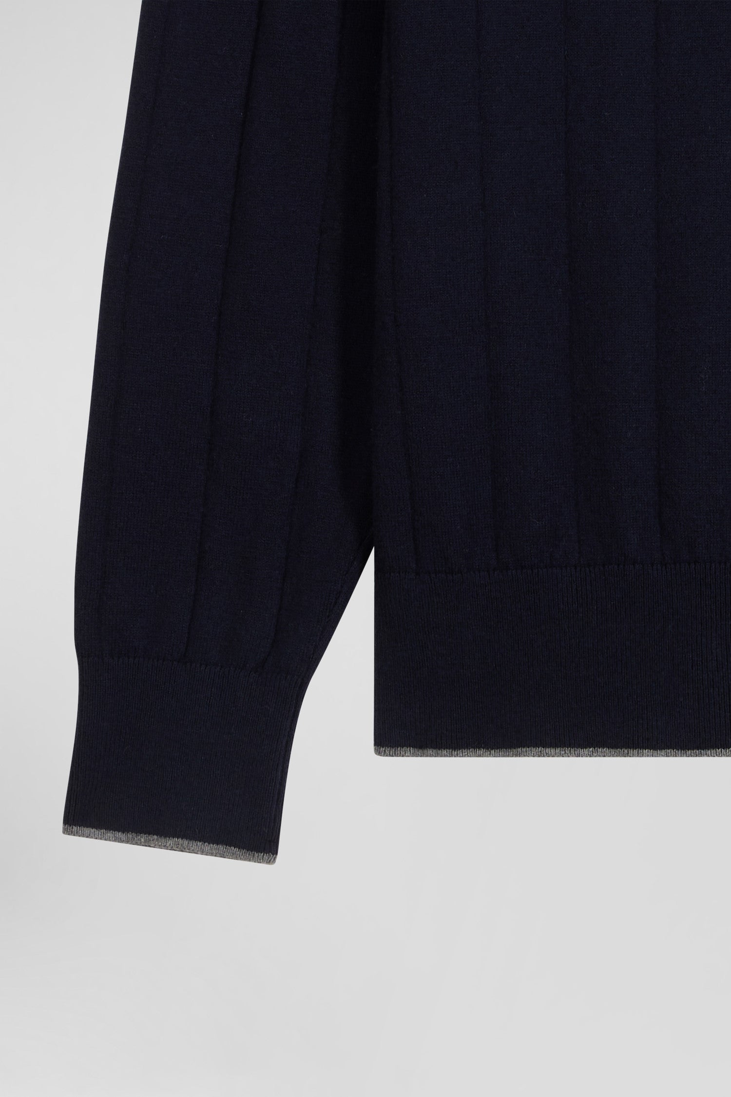 Regular navy blue cotton and cashmere crew neck jumper