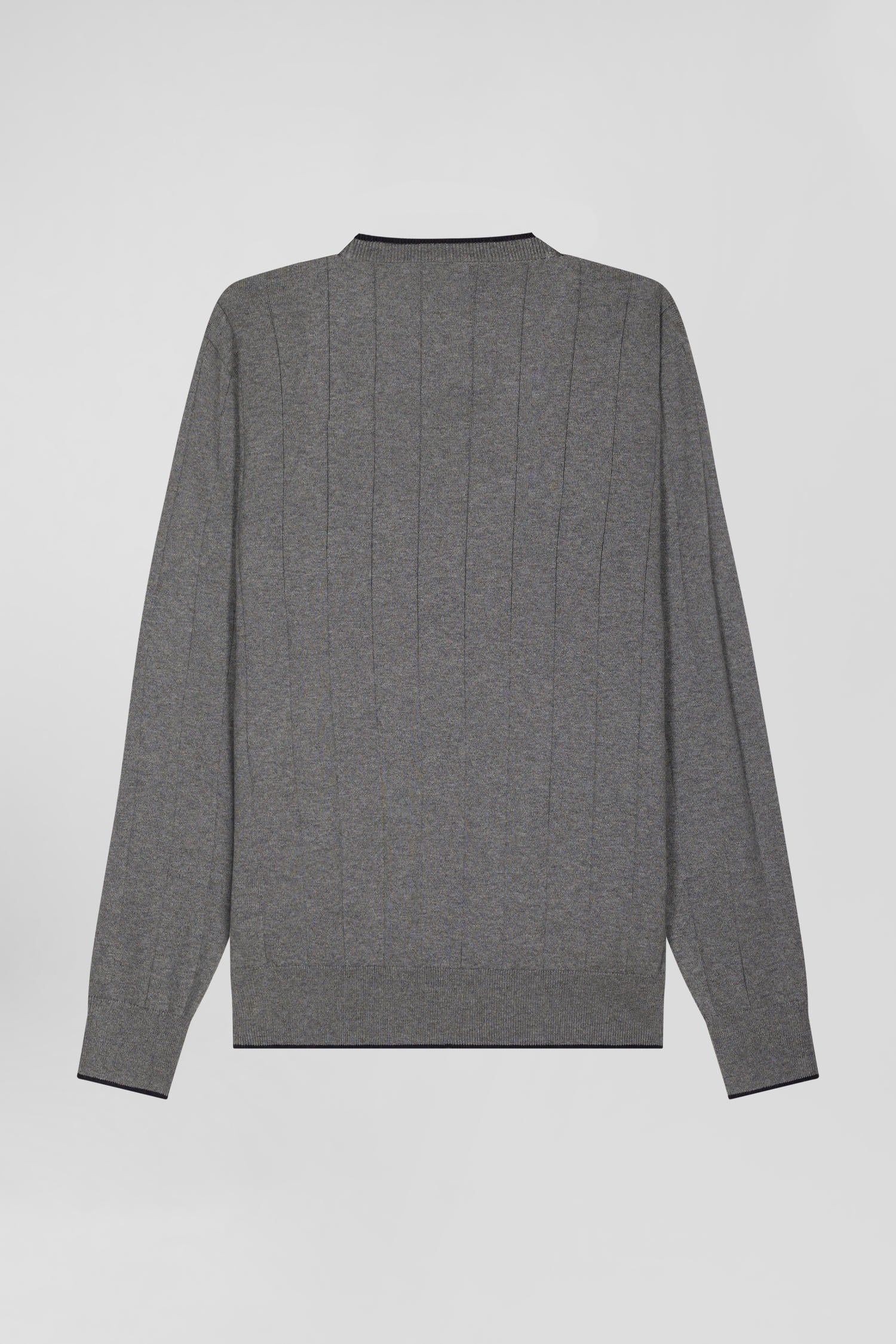 Regular grey cotton and cashmere crew neck jumper