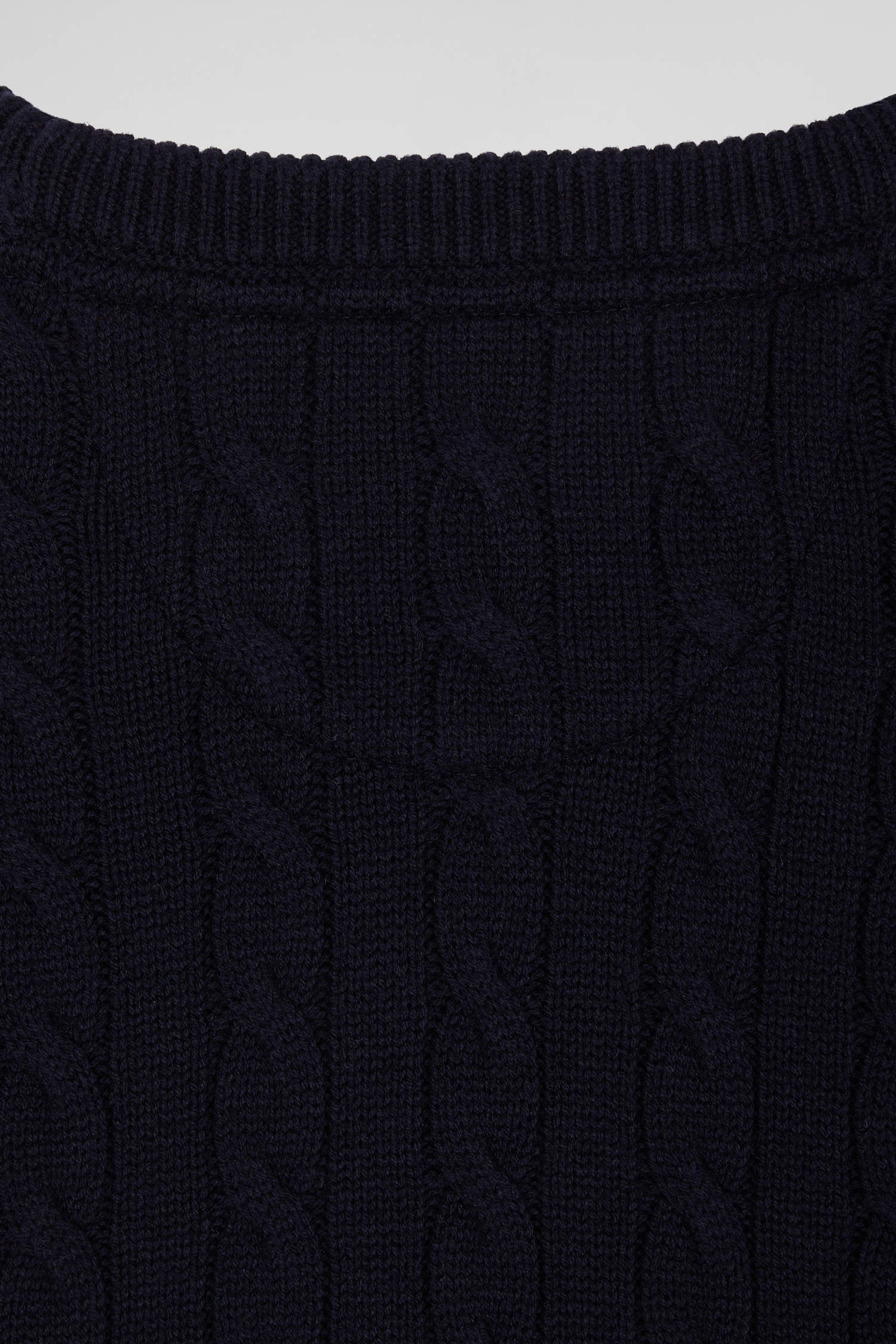 Regular grey wool and cotton crew neck jumper with knit patterns