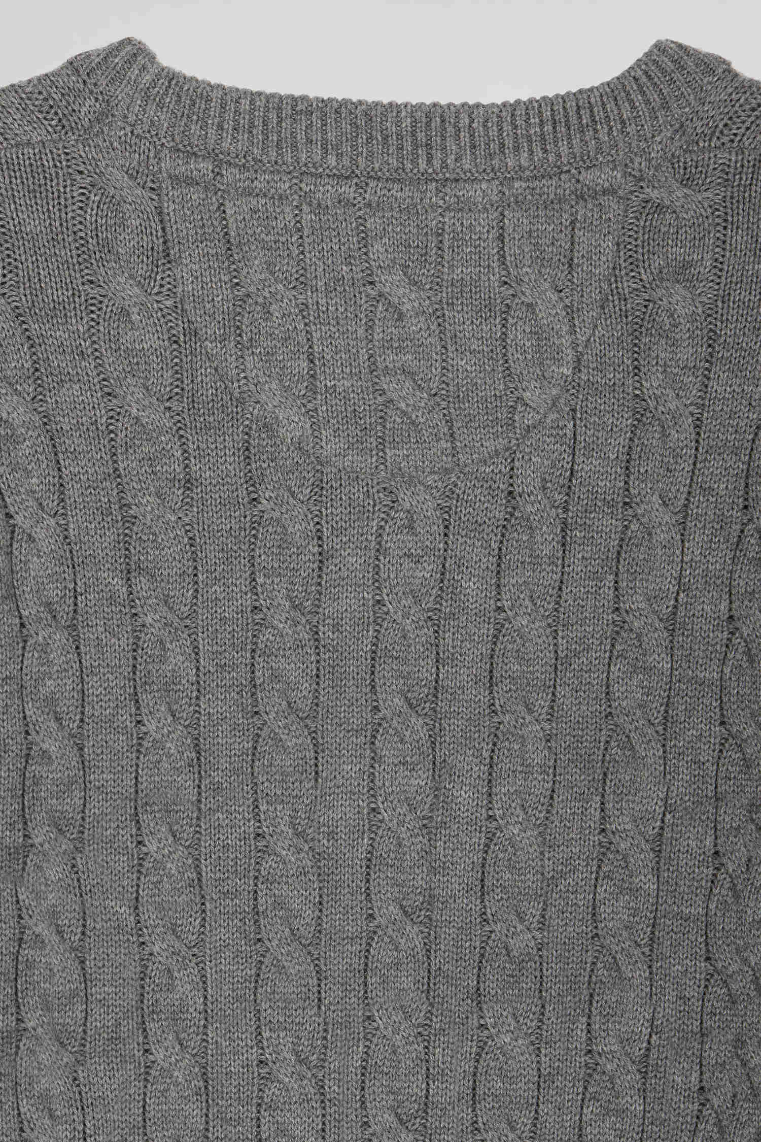 Regular brown wool and cotton crew neck jumper with knit patterns