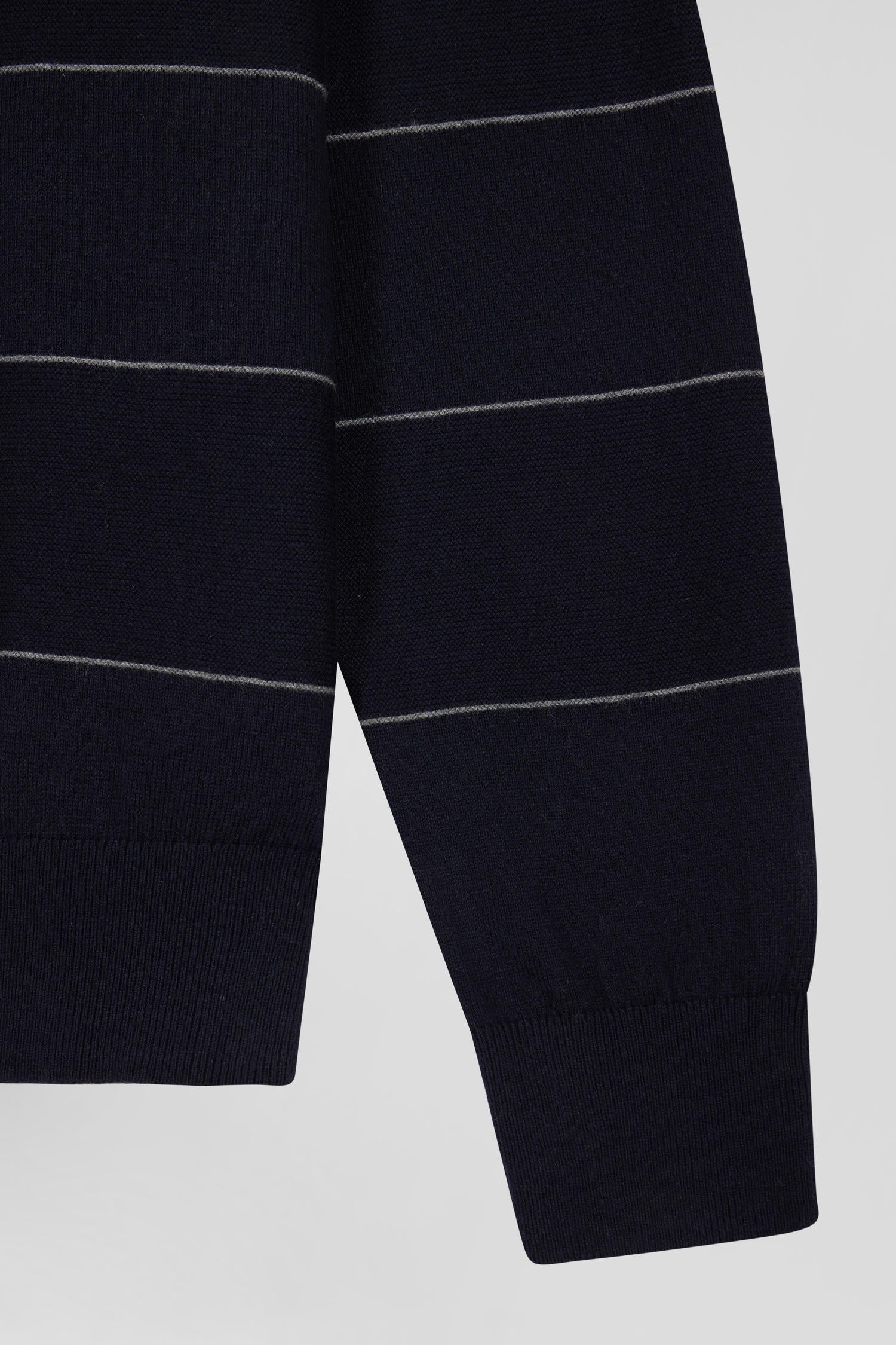 Regular navy striped cotton and cashmere crew neck jumper