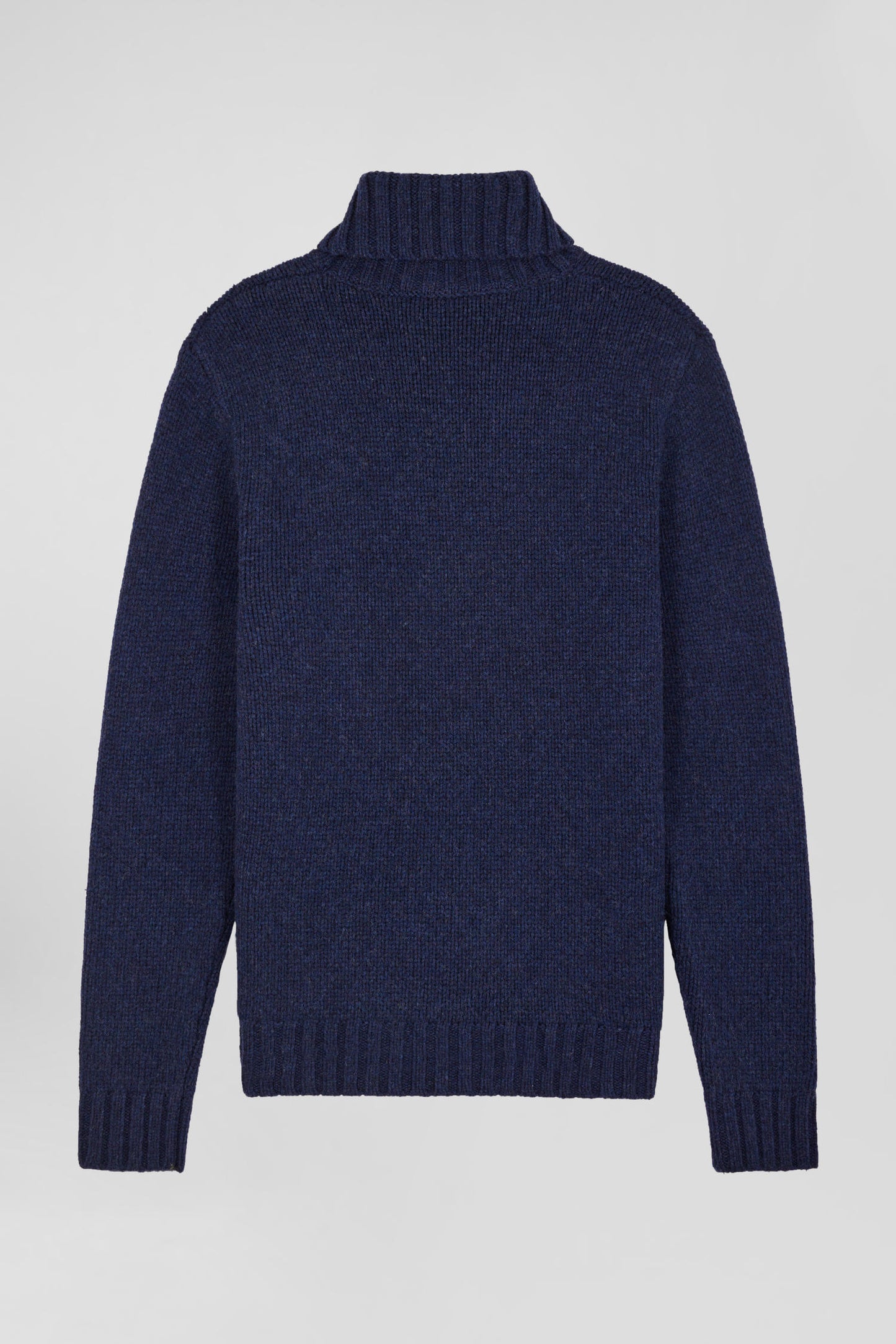 Regular navy virgin wool and recycled polyamide turtleneck jumper with 3D knitting