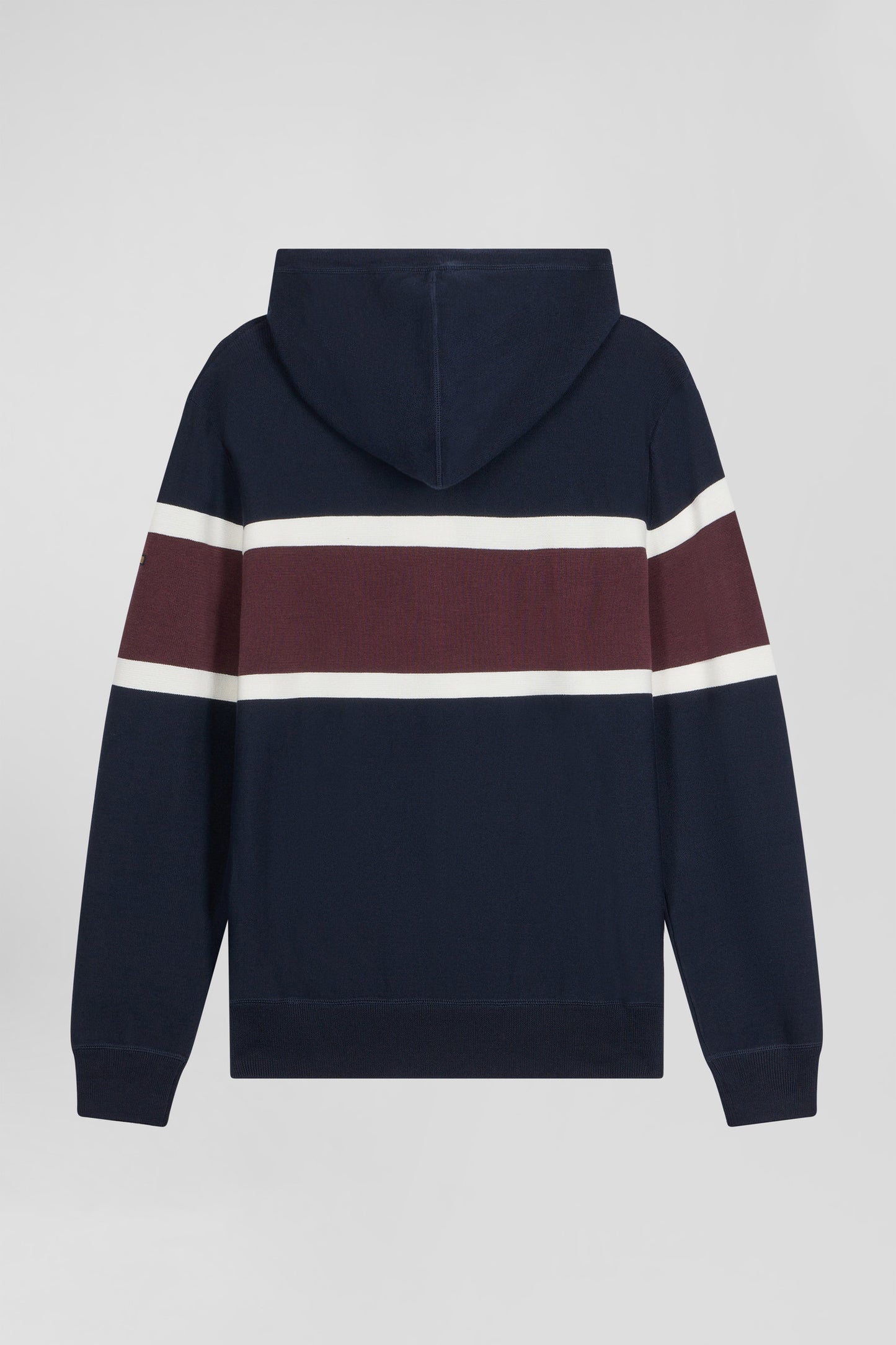 Regular navy blue hooded jumper with EP10 jacquard