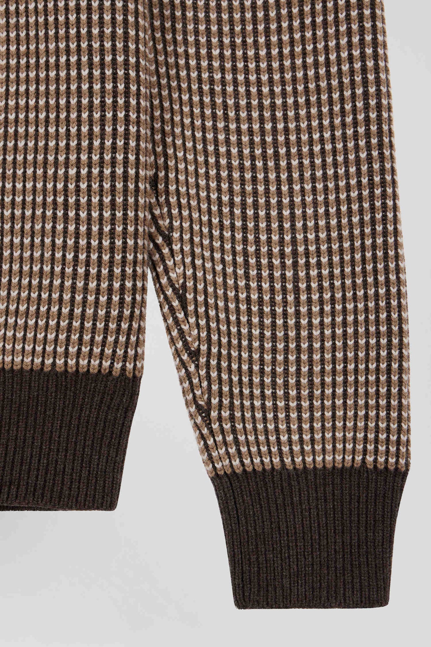 Regular brown wool and cotton crew neck jumper