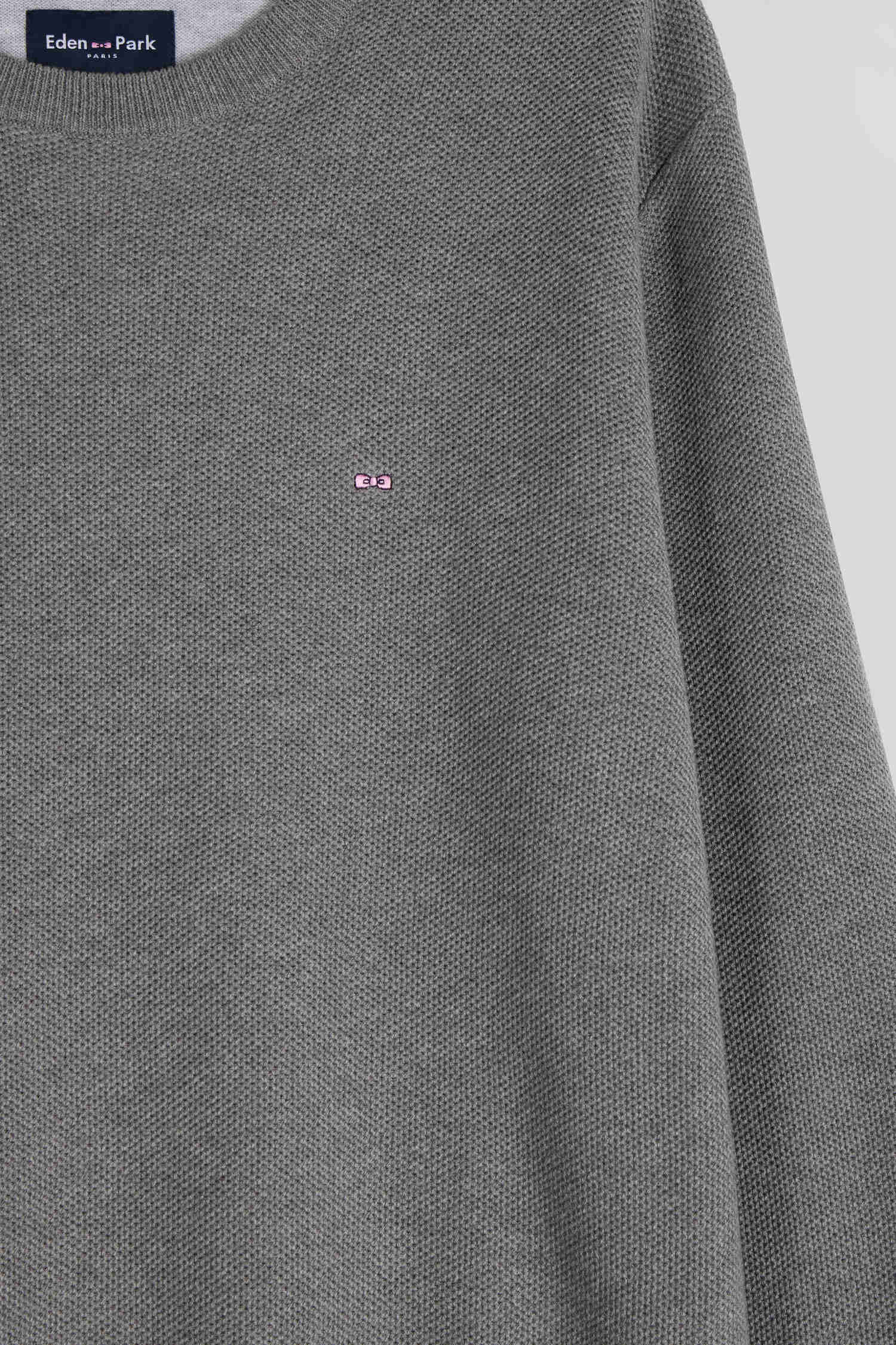 Regular grey cotton crew neck jumper