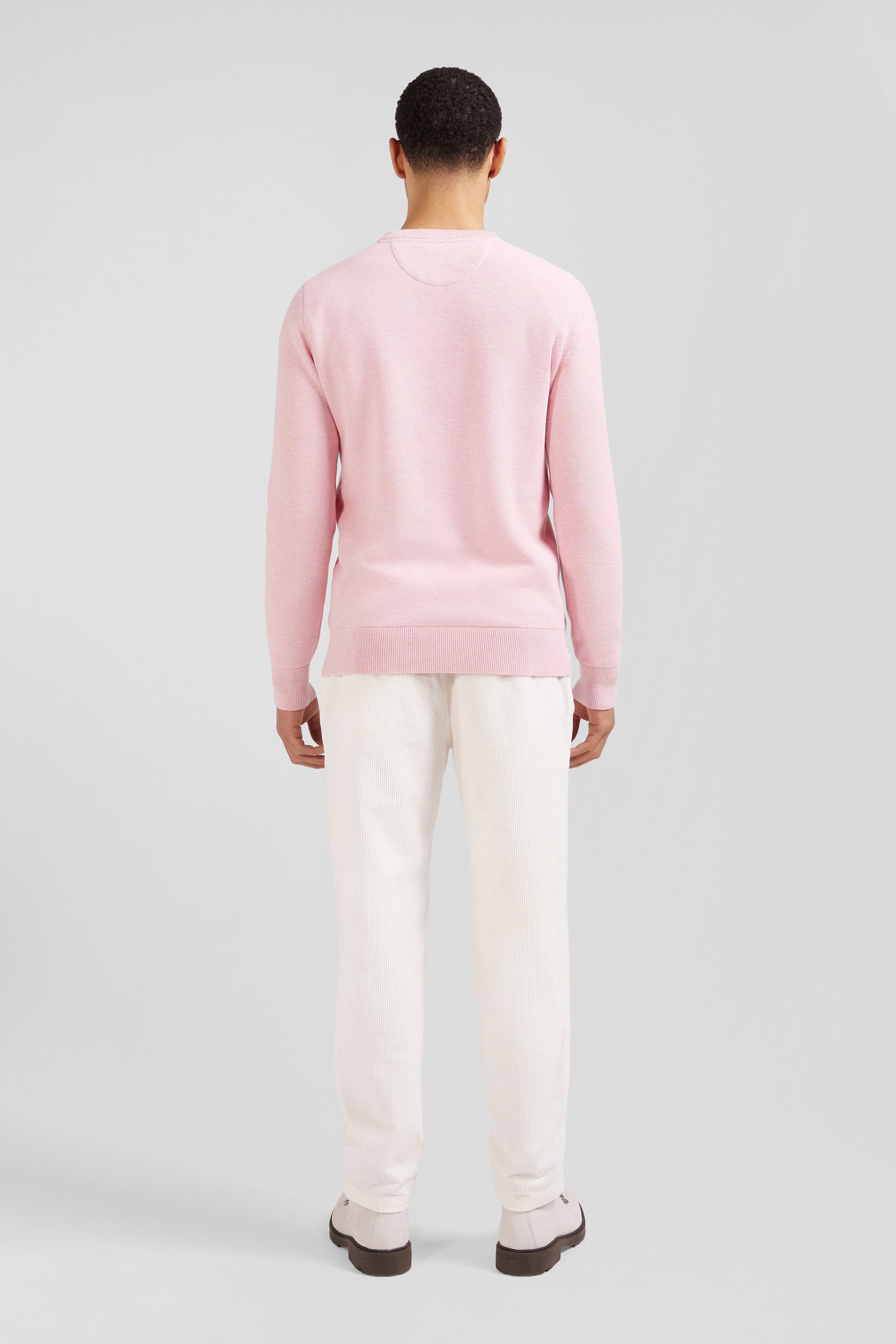 Regular pink cotton crew neck jumper