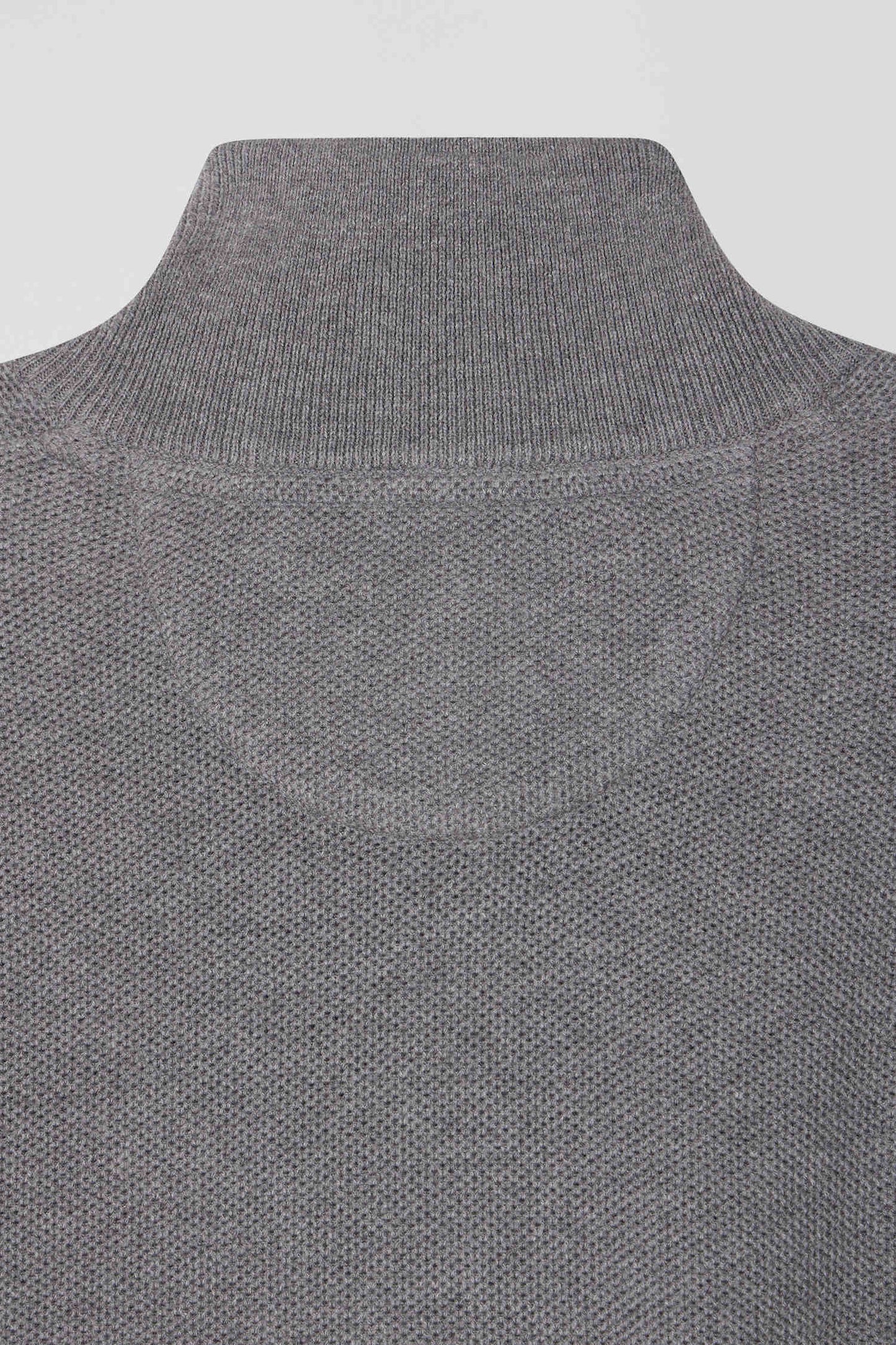 Regular grey cotton semi-zipped jumper