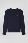 Regular navy brushed cotton fleece sweatshirt