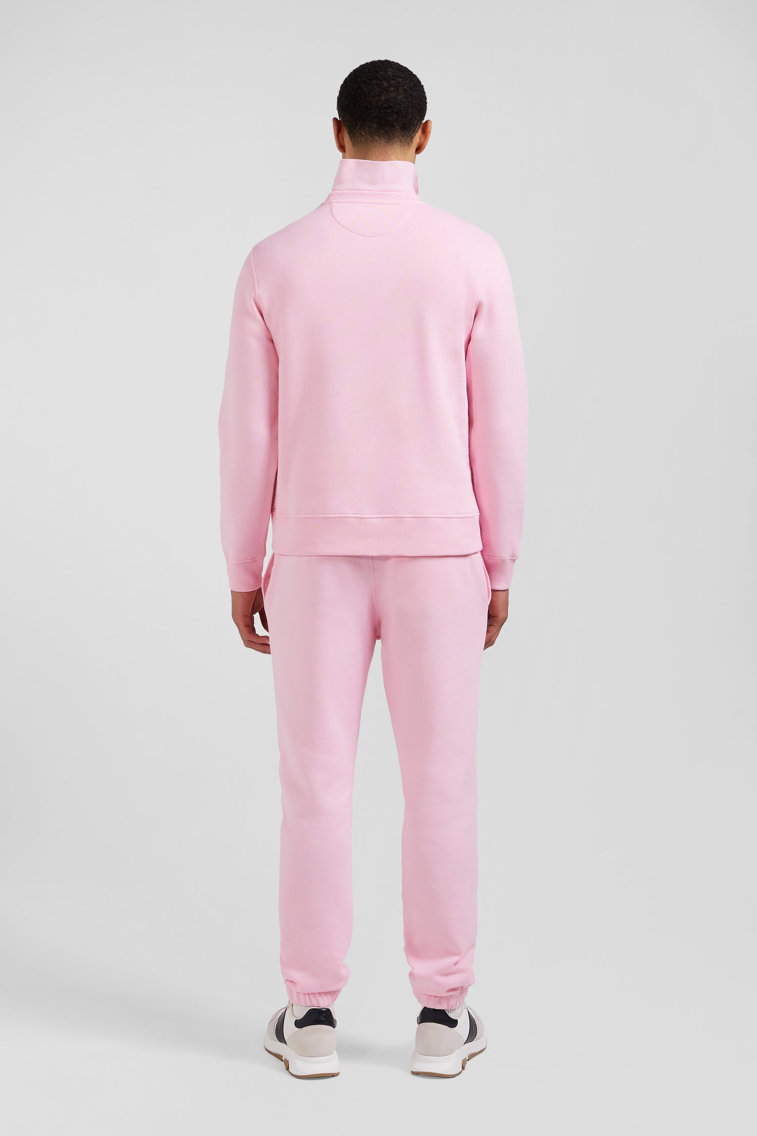 Regular pink brushed cotton fleece sweatshirt