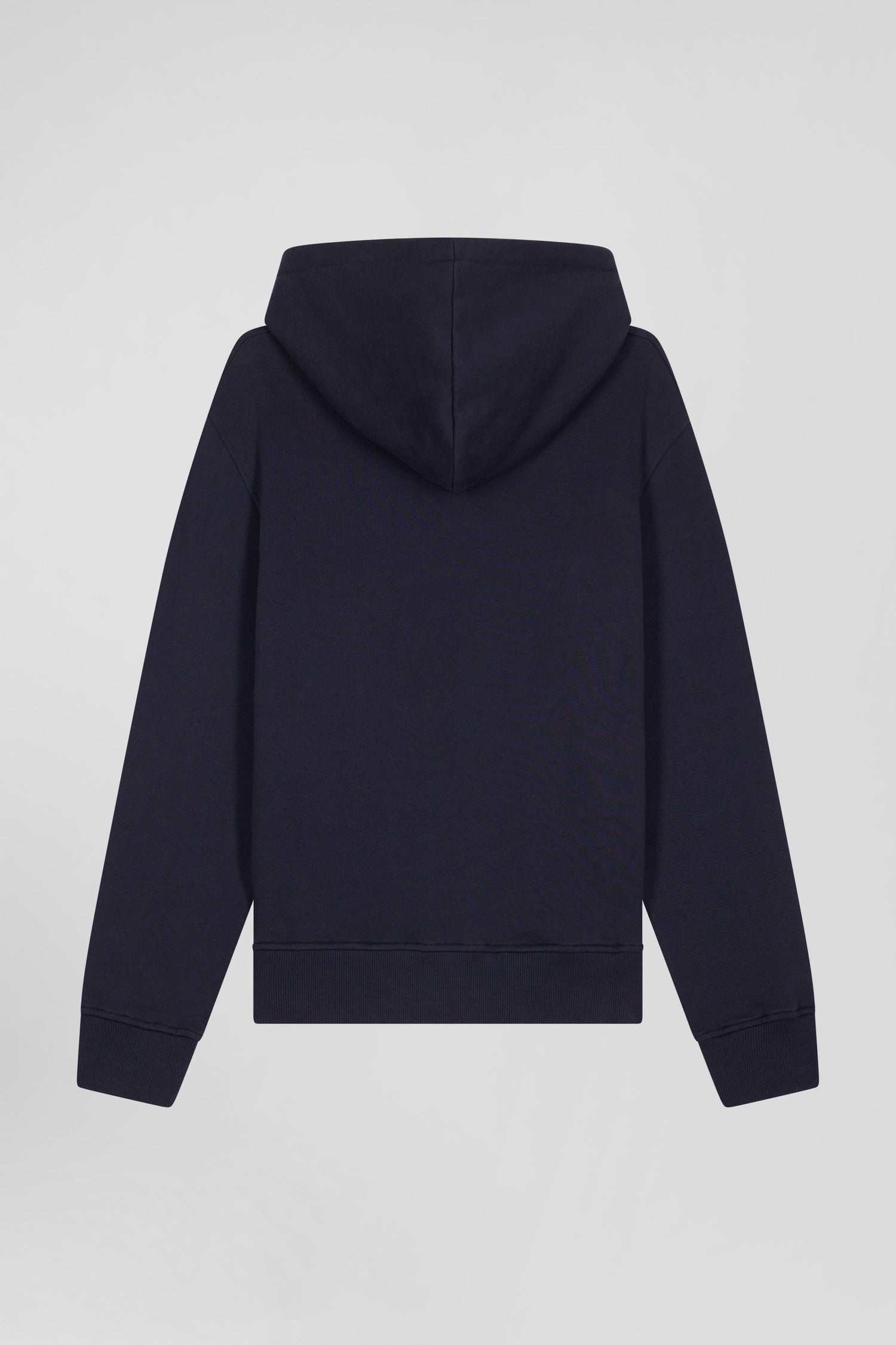 Regular navy blue brushed cotton fleece hoodie