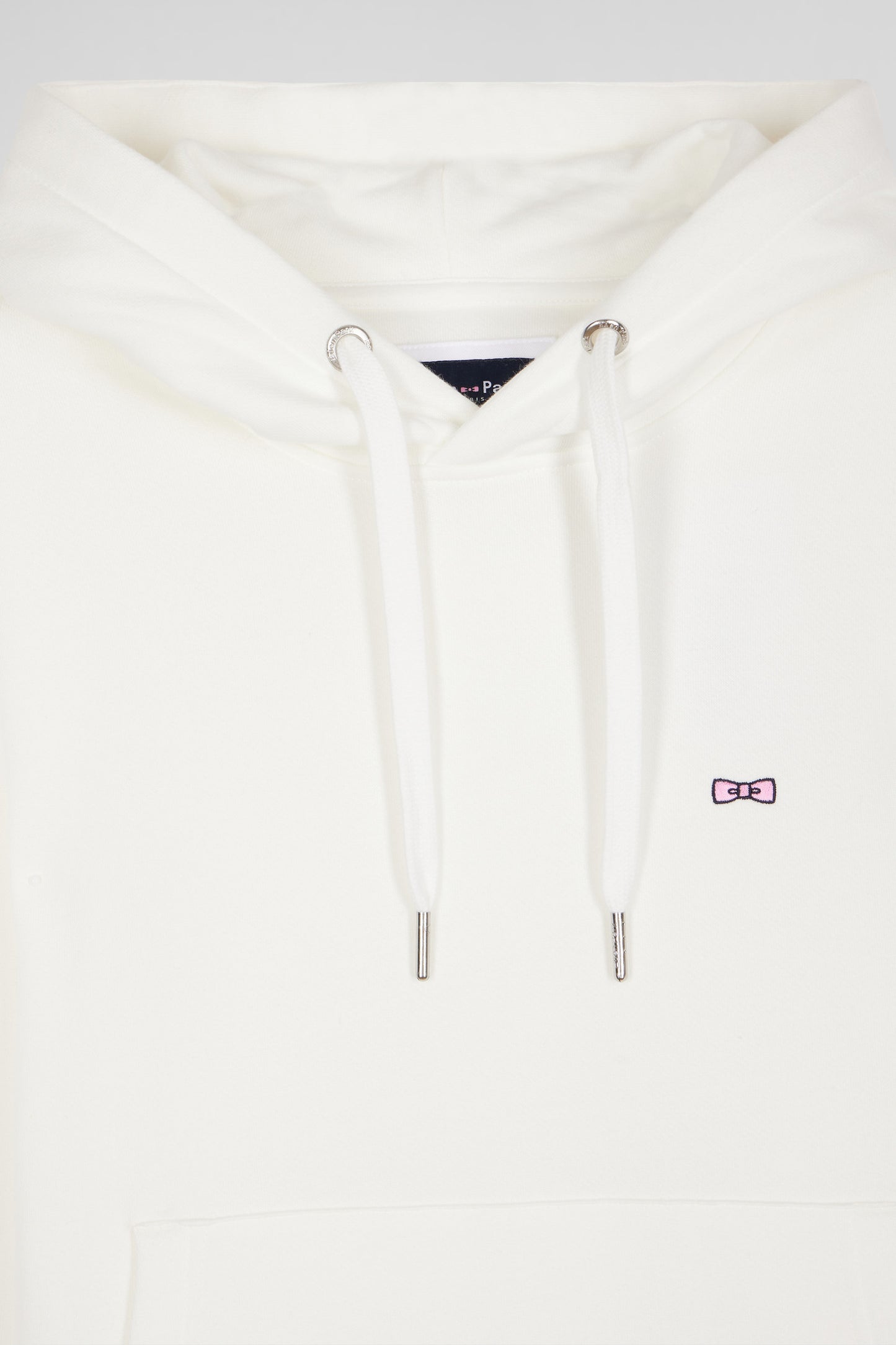 Regular ecru brushed cotton fleece hoodie