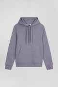 Regular grey brushed cotton fleece hoodie