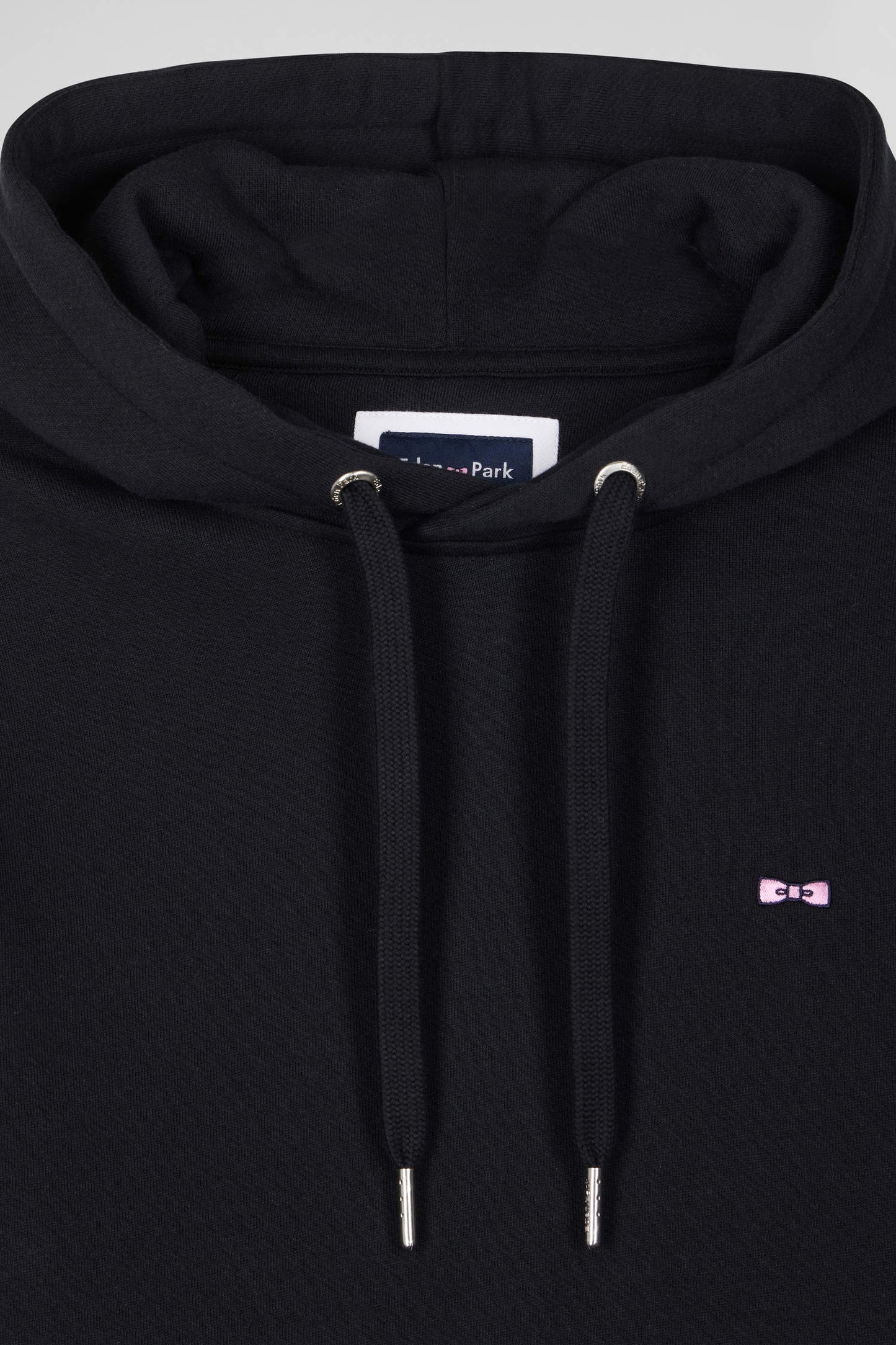 Regular black brushed cotton fleece hoodie