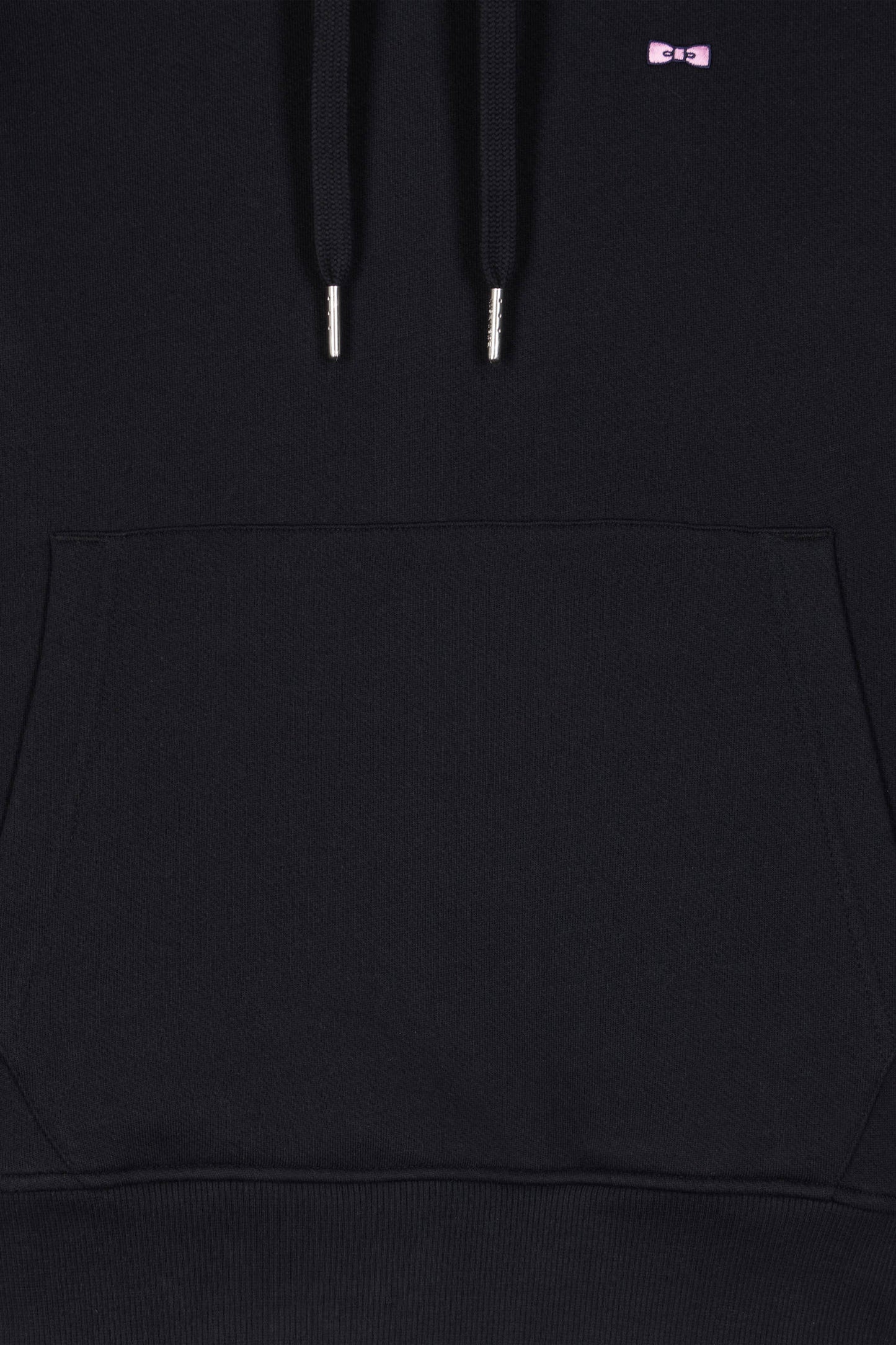 Regular black brushed cotton fleece hoodie