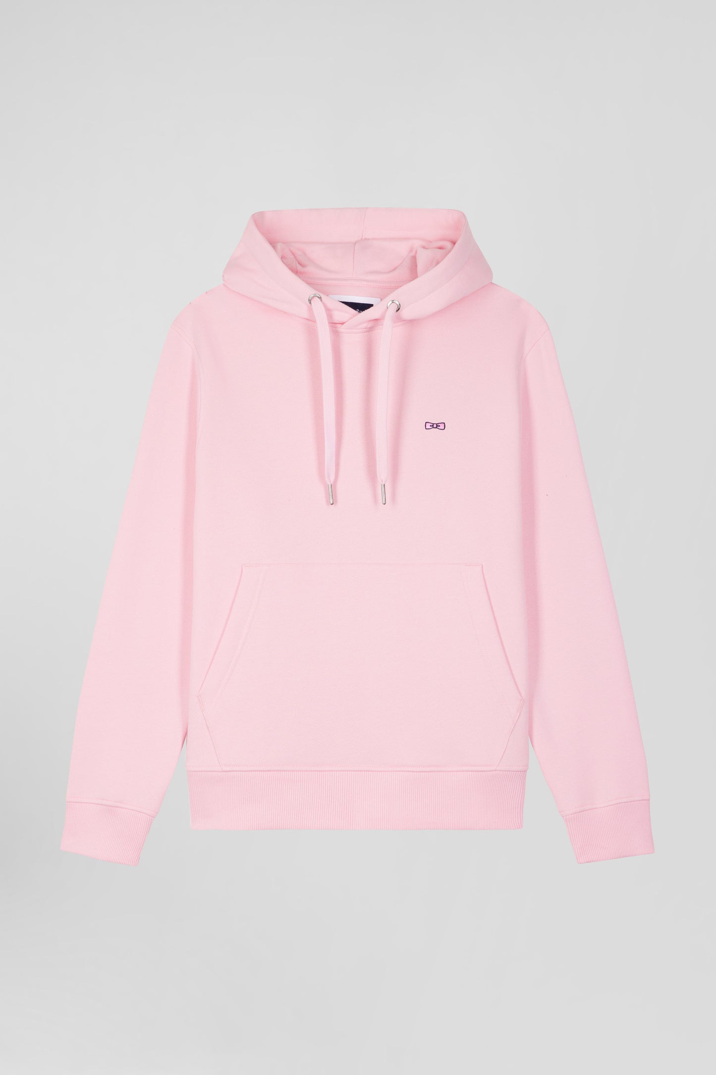 Regular pink brushed cotton fleece hoodie