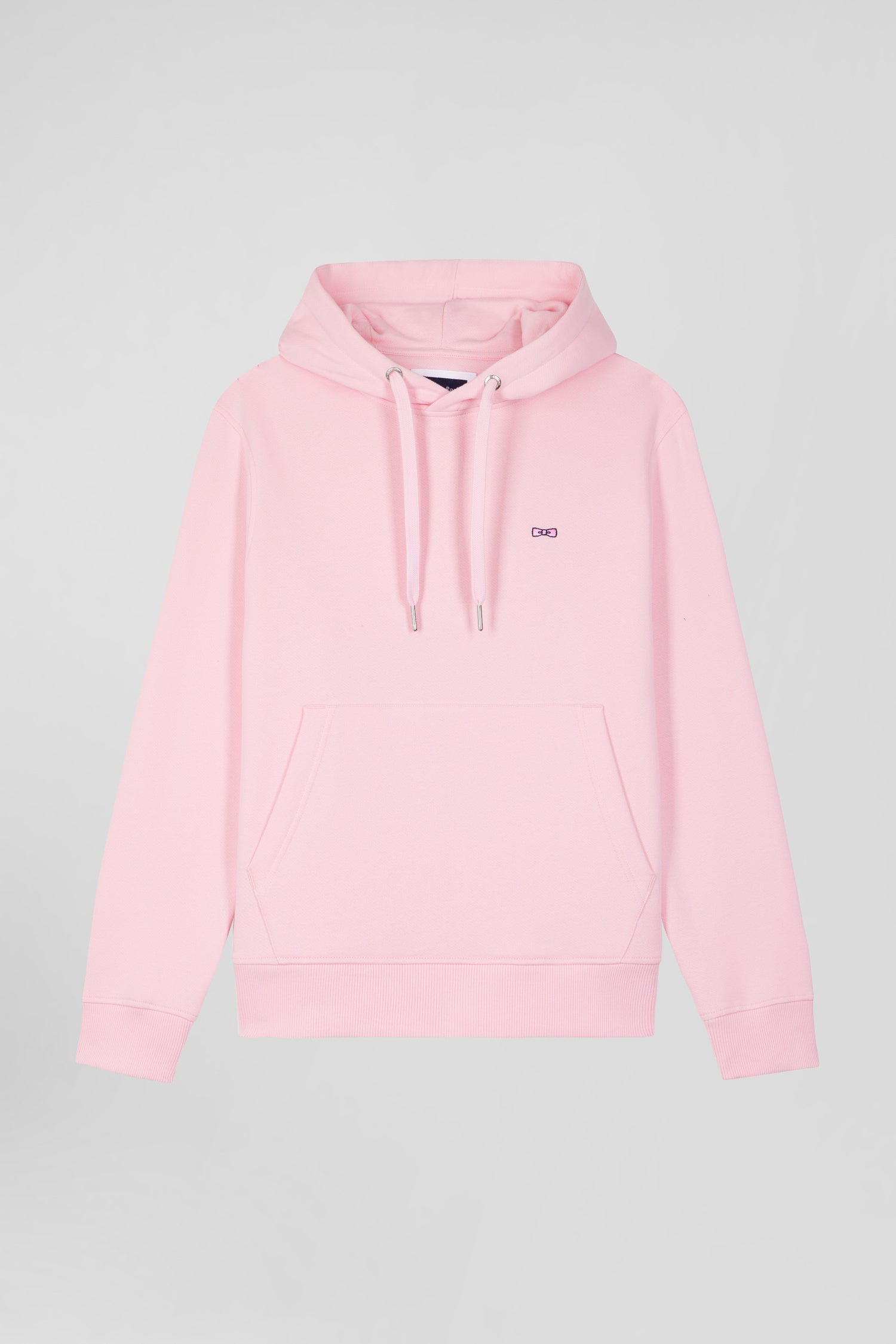 Regular pink brushed cotton fleece hoodie