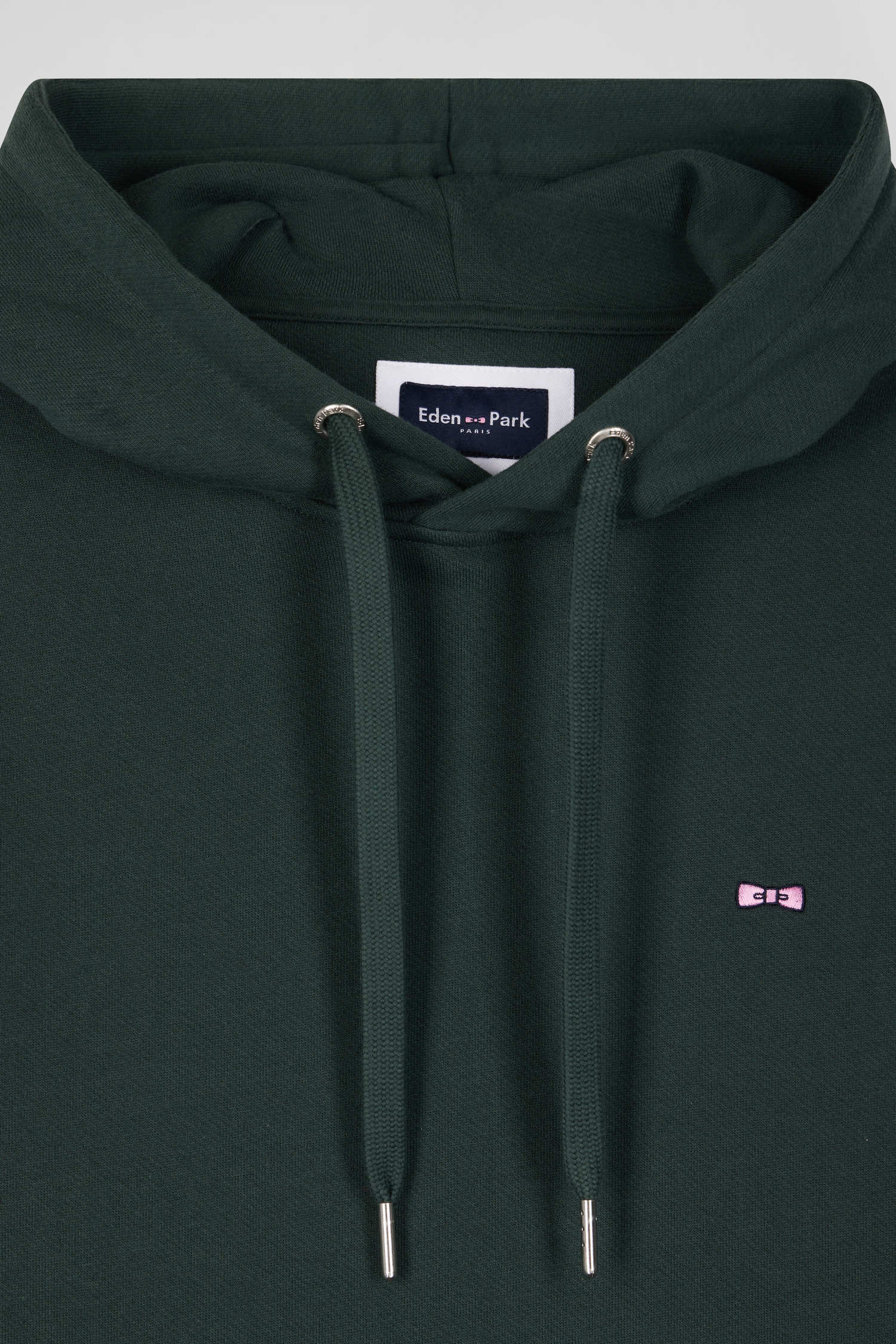 Regular green brushed cotton fleece hoodie