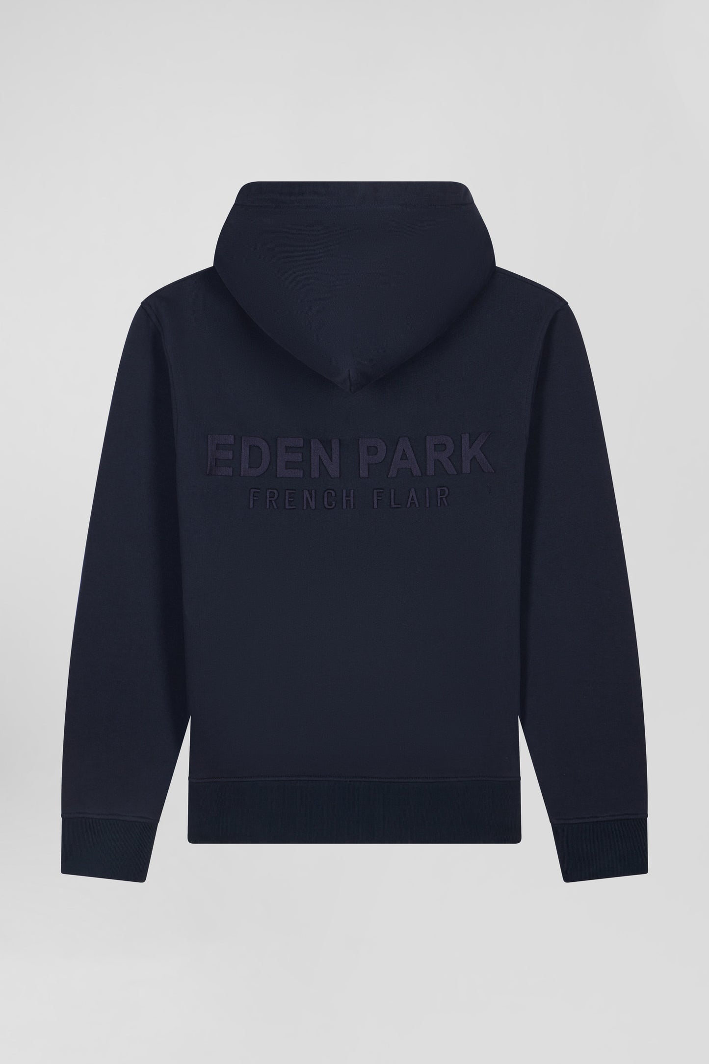 Regular navy brushed cotton fleece hoodie with Eden Park embroidery