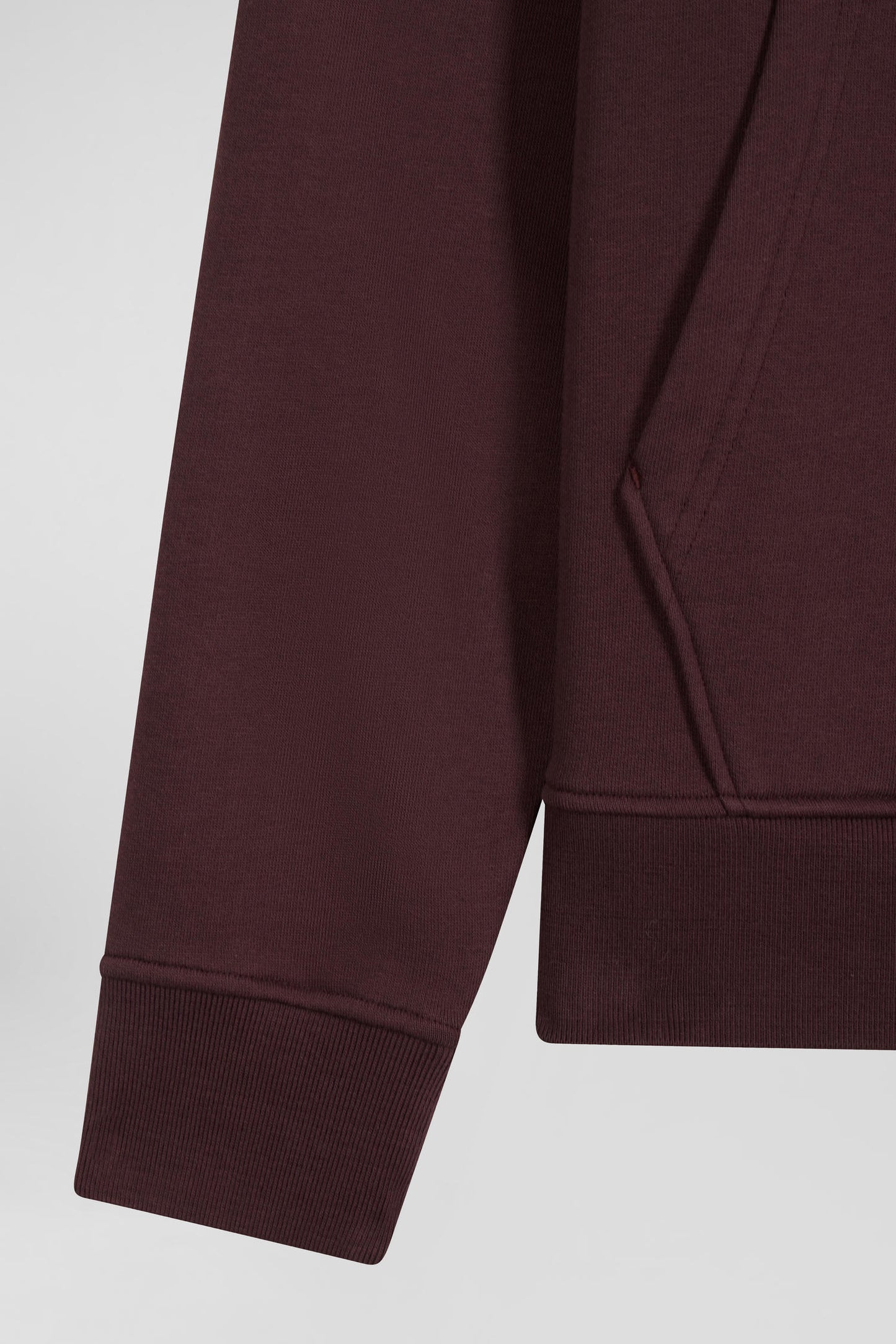 Regular burgundy brushed cotton fleece hoodie with Eden Park embroidery