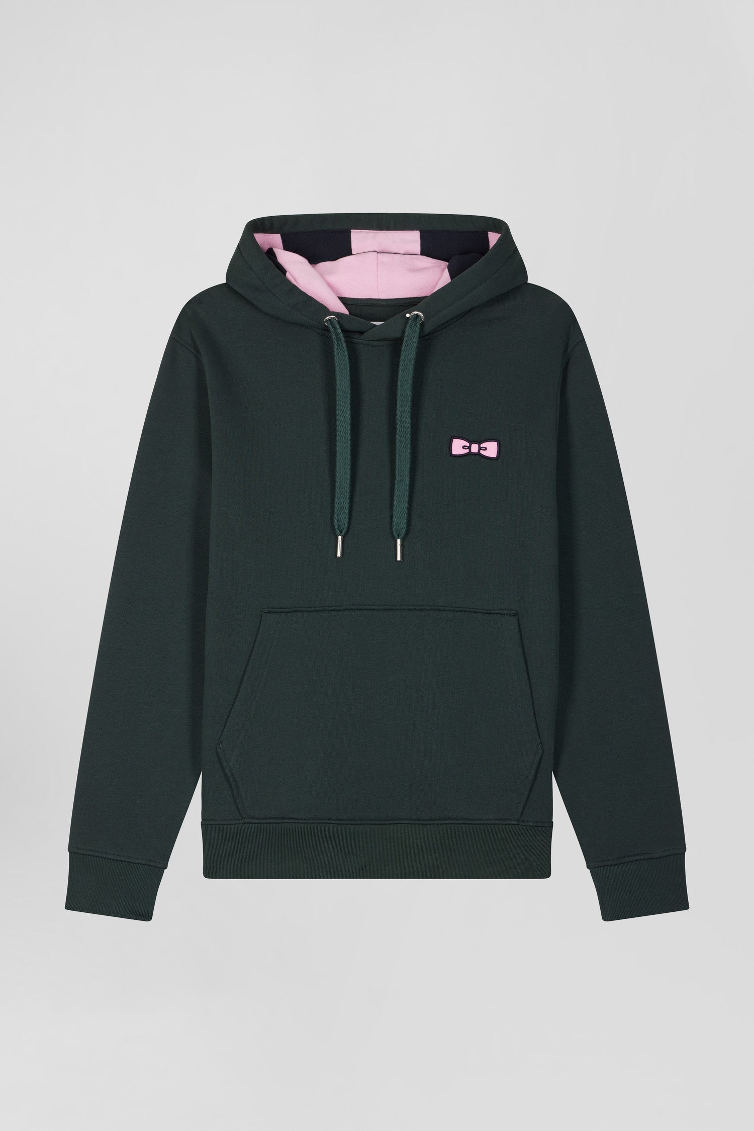 Regular green brushed cotton fleece hoodie with Eden Park embroidery