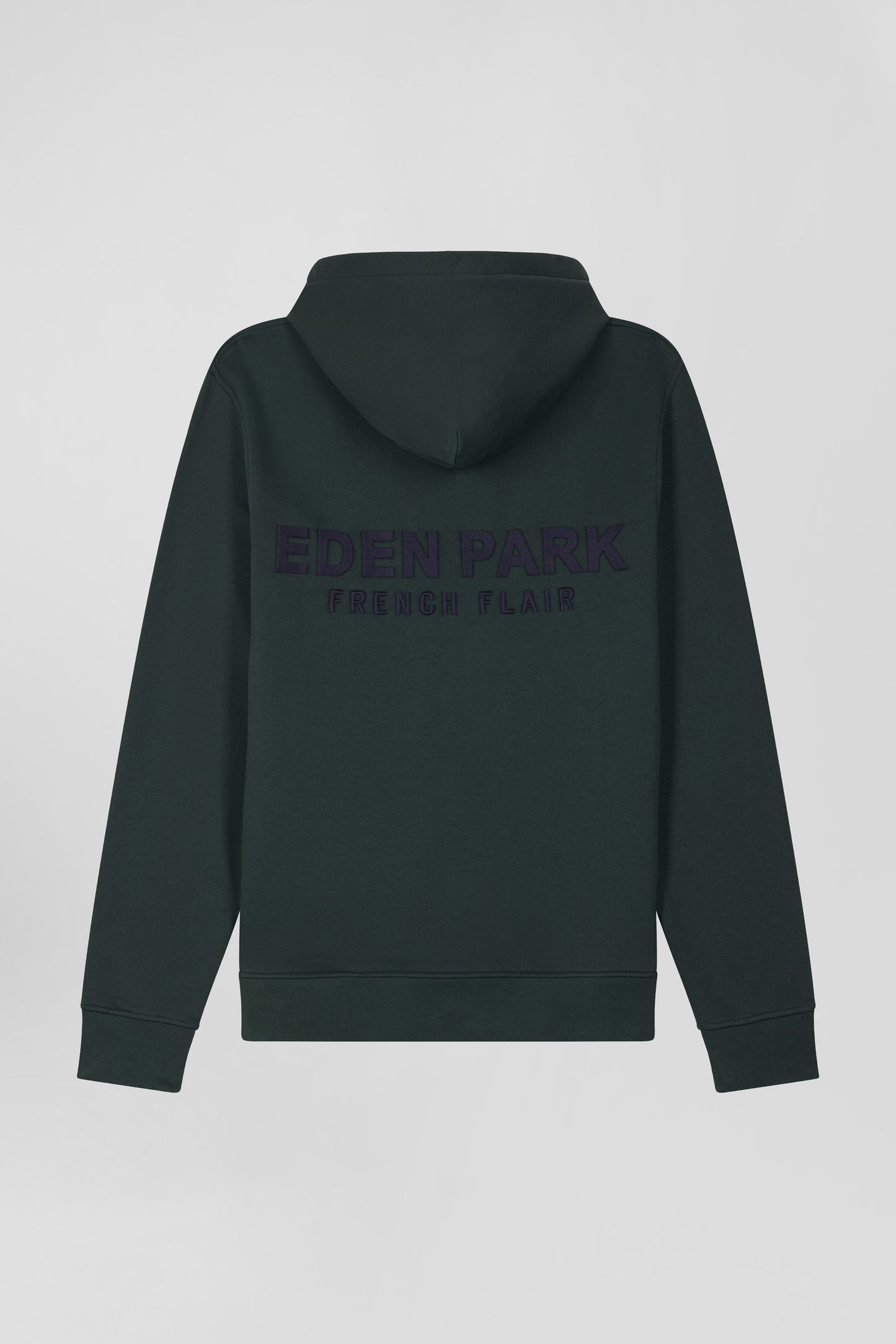 Regular green brushed cotton fleece hoodie with Eden Park embroidery