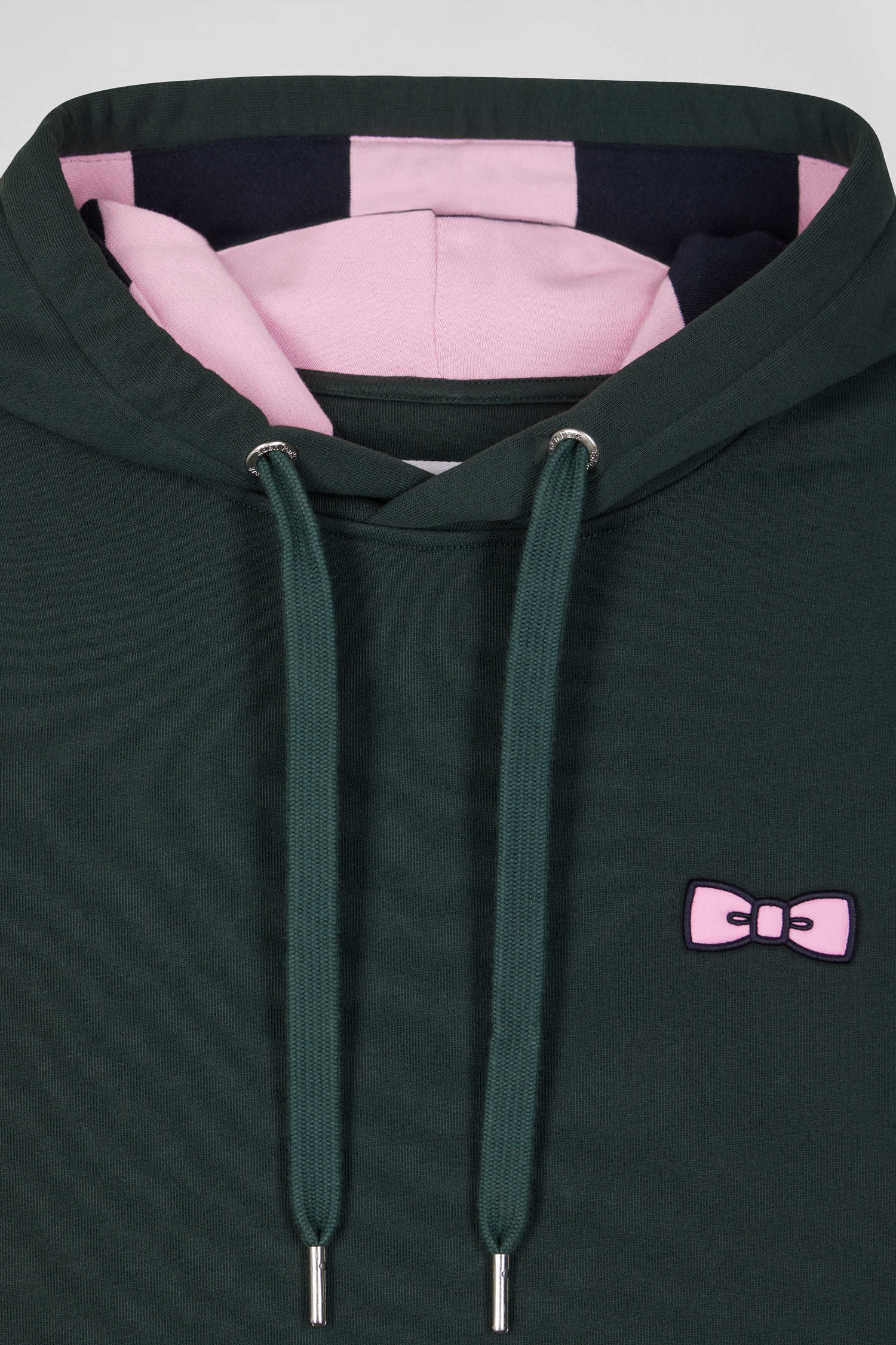 Regular green brushed cotton fleece hoodie with Eden Park embroidery