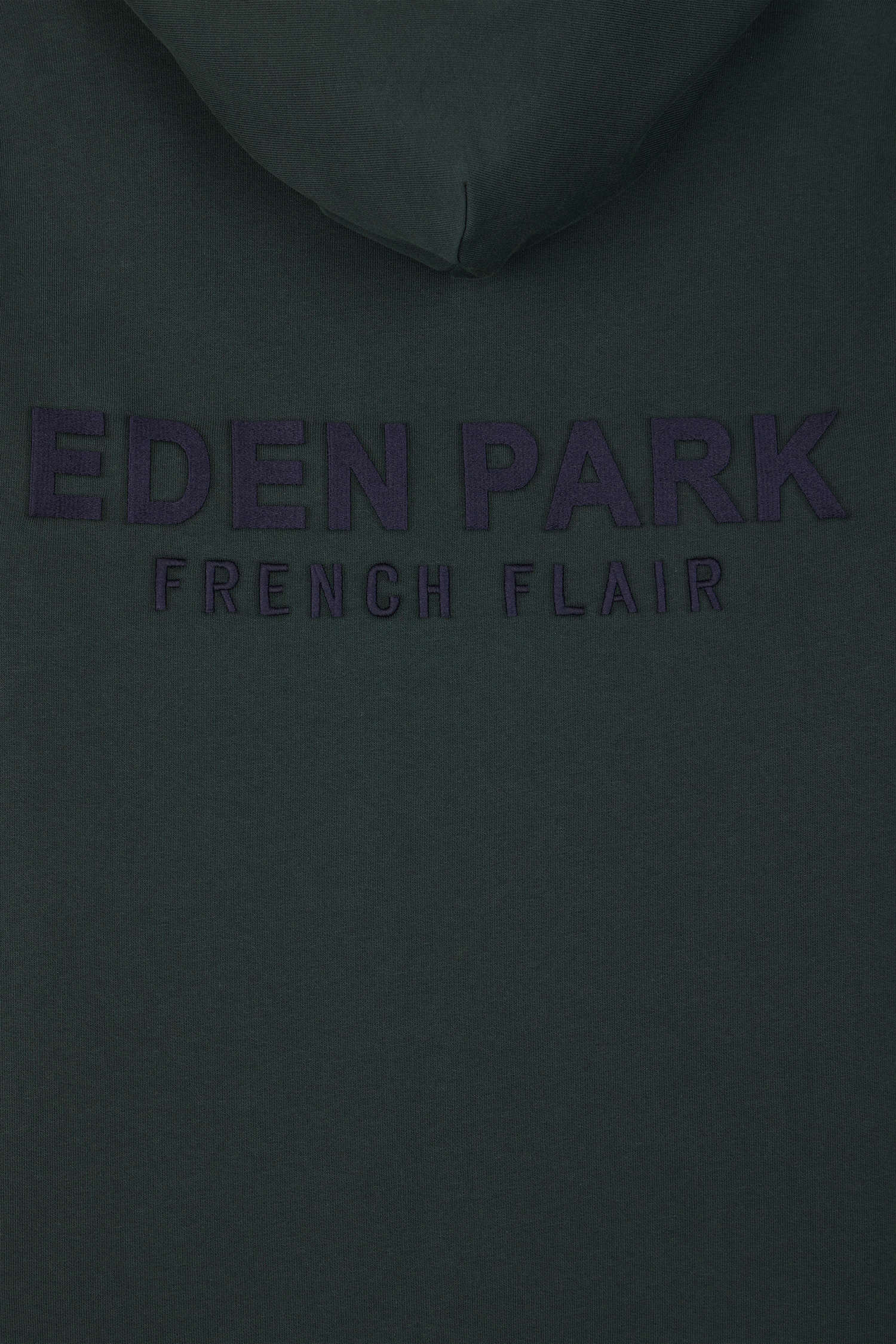 Regular green brushed cotton fleece hoodie with Eden Park embroidery