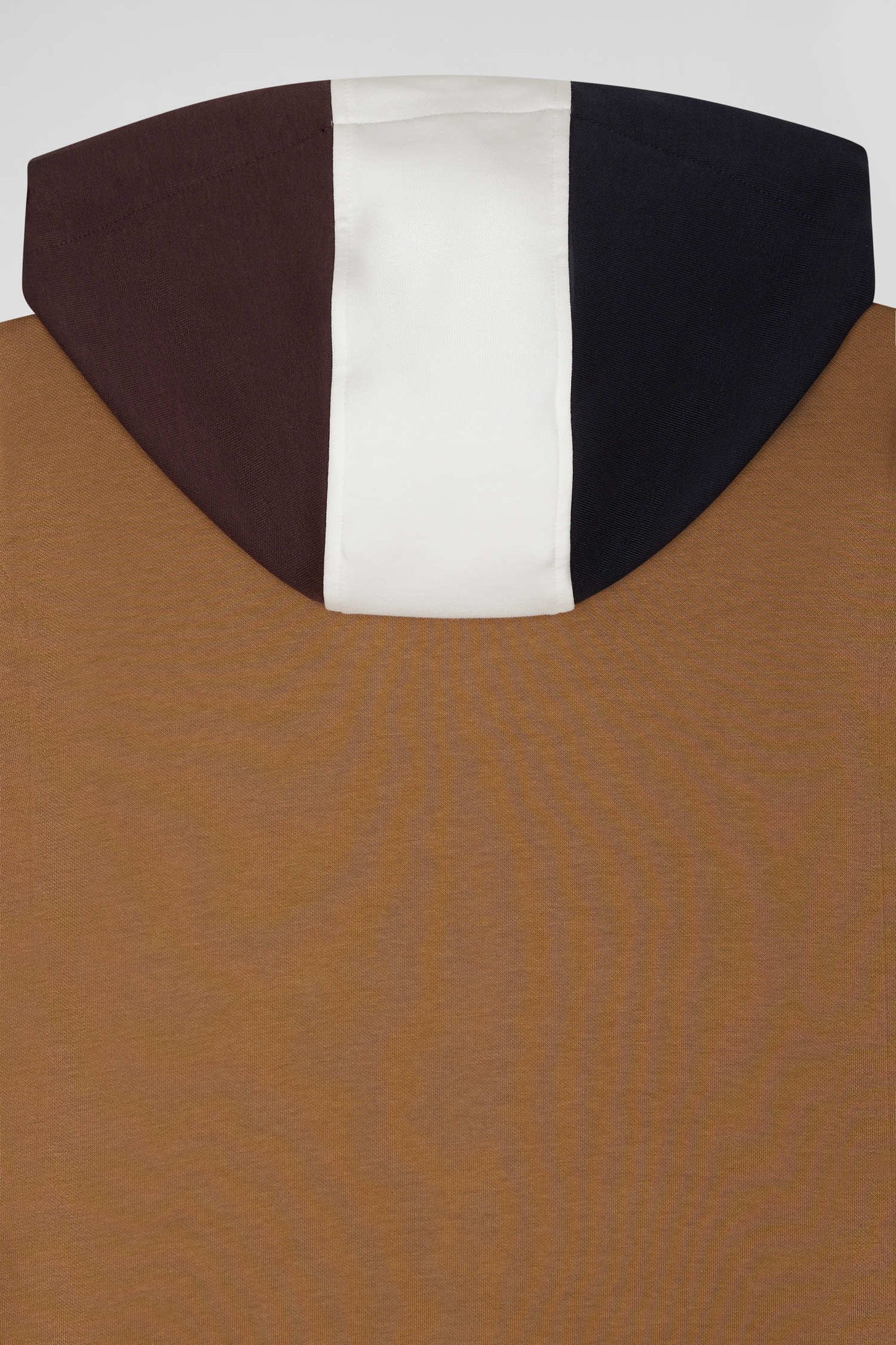 Two-material zip-up sweatshirt with quilted trim in hazelnut and navy Regular fit